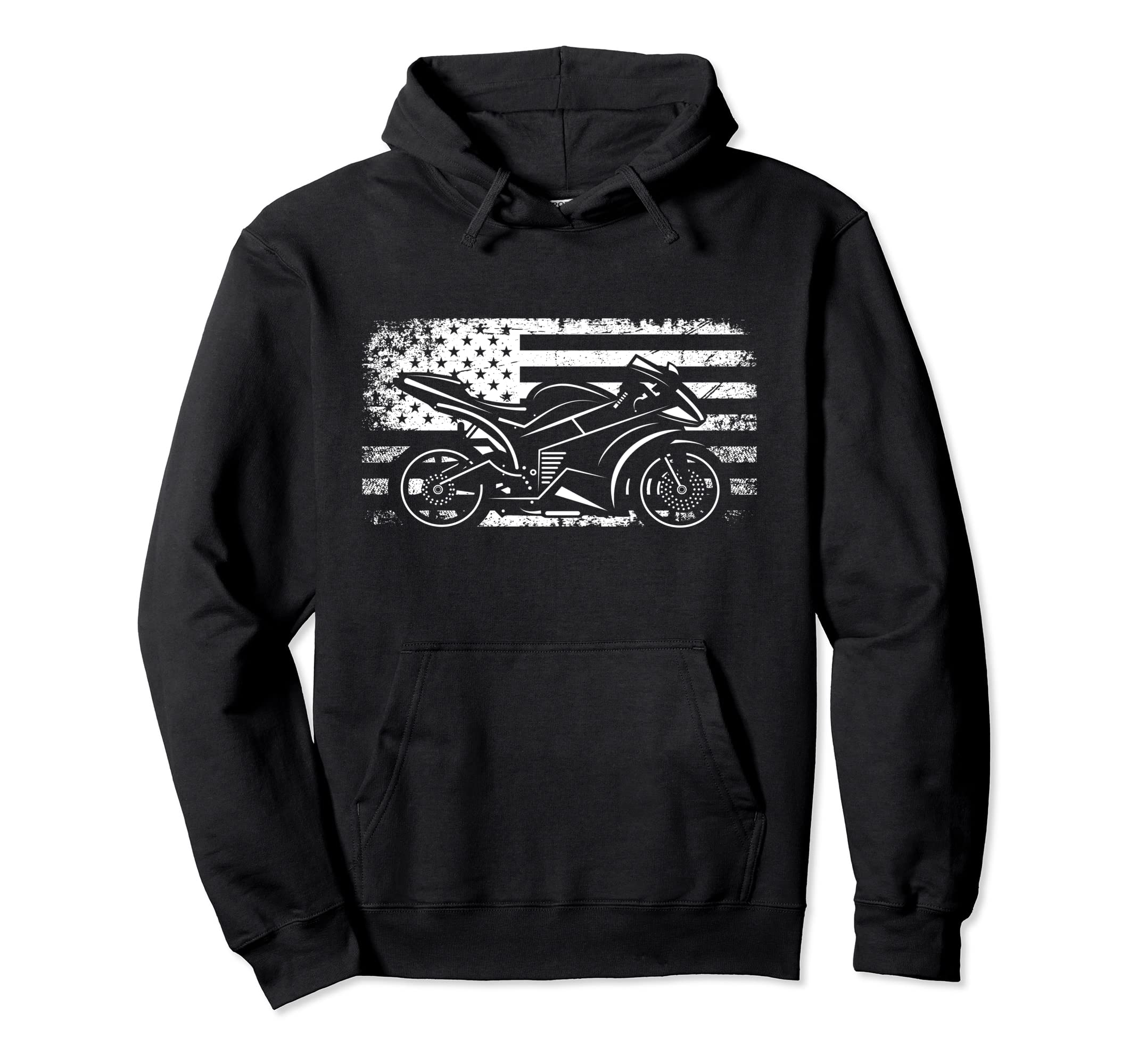 American Flag Motorcycle Motorcycle Hoodie - Aesthetic Graphic for Adults - T-Shirt, Sweatshirt, Hoodie