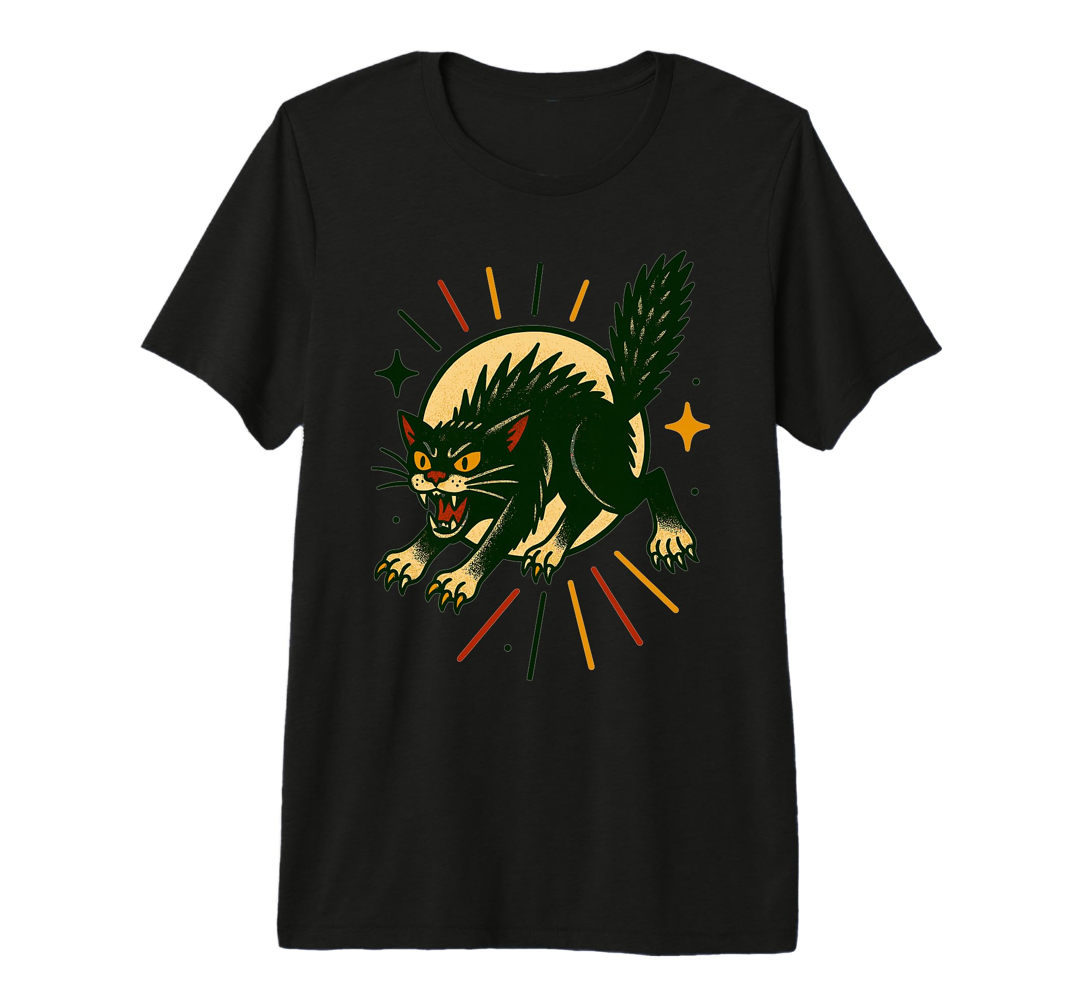 Angry Black Cat Americana Tattoo T-Shirt - Fun Novelty Design Men Women - T-Shirt, Sweatshirt, Hoodie