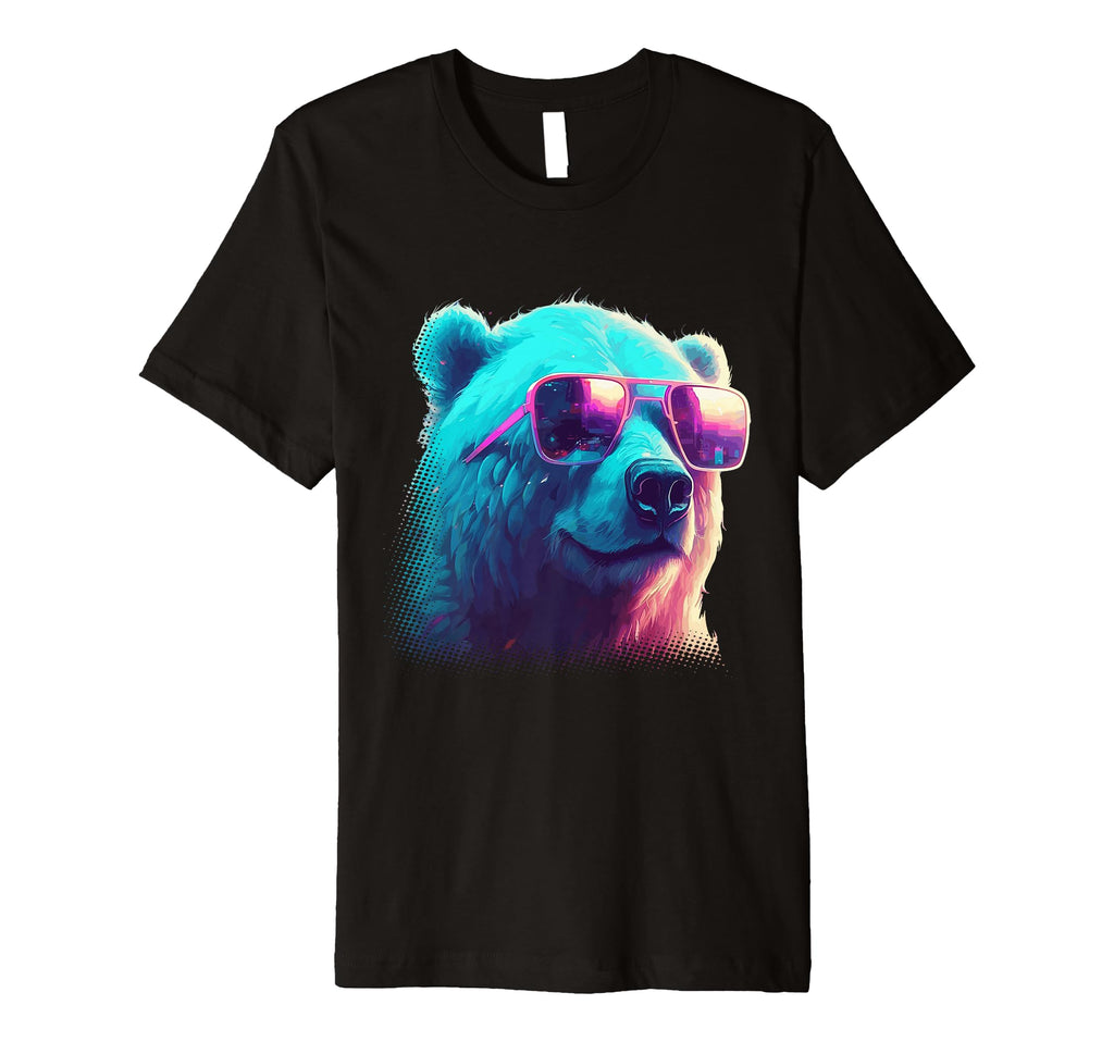 Synthwave Polar Bear Sunglasses 80S T-Shirt - Custom Art Print for Adults - T-Shirt, Sweatshirt, Hoodie