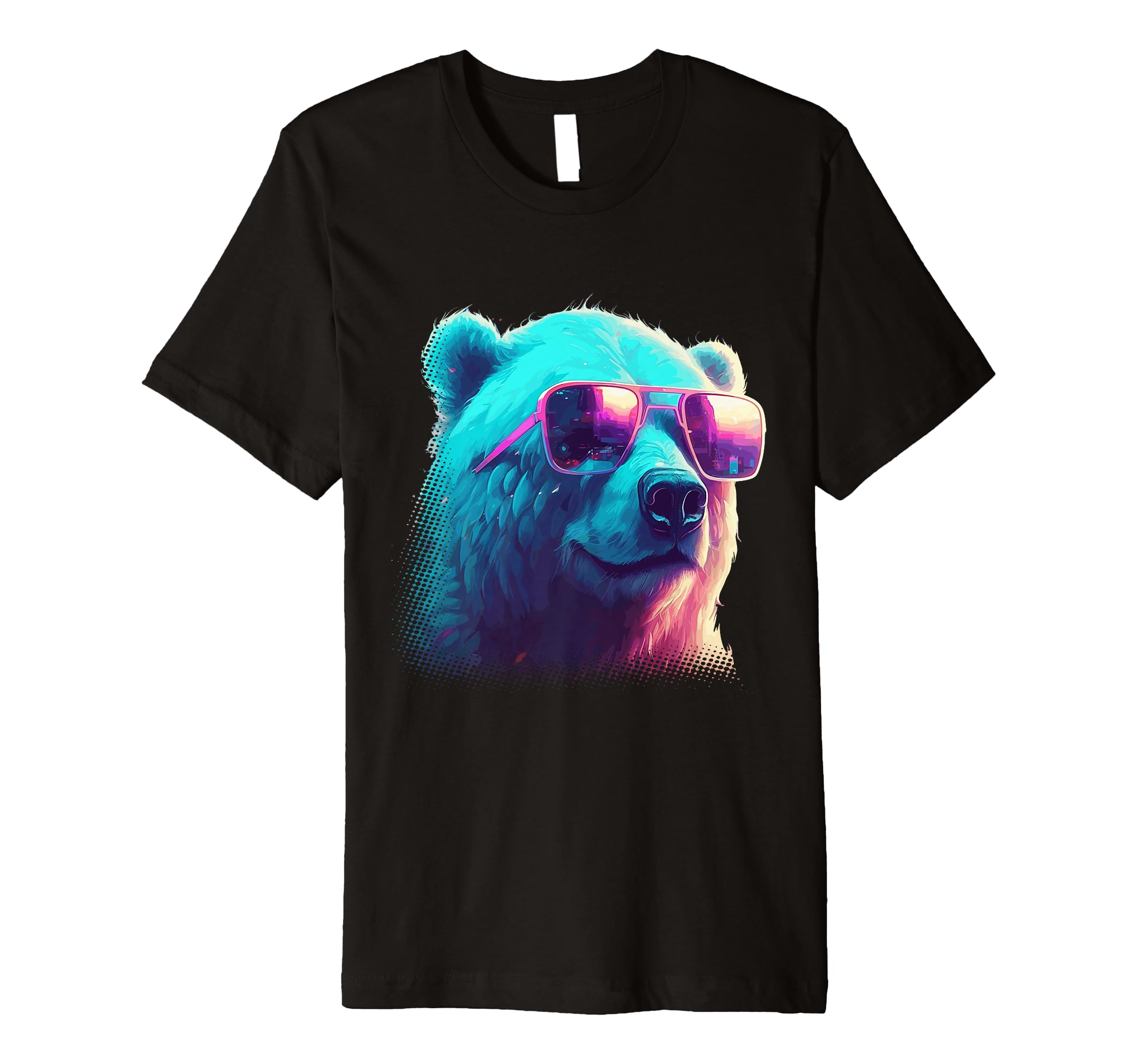 Synthwave Polar Bear Sunglasses 80S T-Shirt - Custom Art Print for Adults - T-Shirt, Sweatshirt, Hoodie
