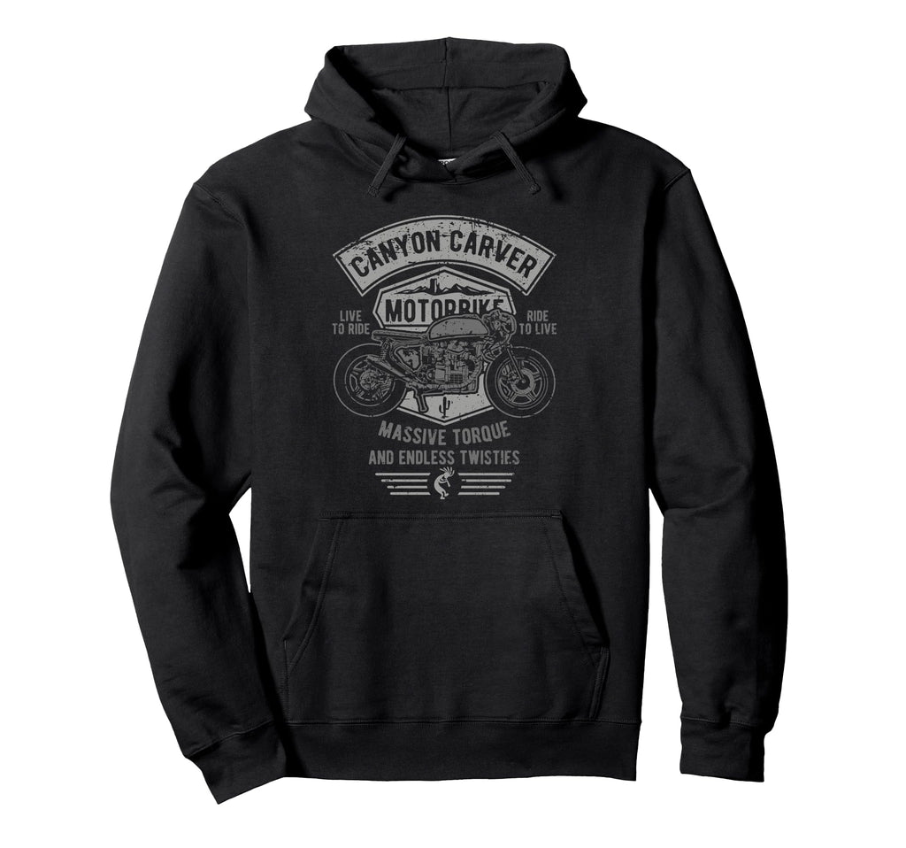 Canyon Carver Motorcycle Distressed Hoodie - Trendy Graphic for Adults - T-Shirt, Sweatshirt, Hoodie