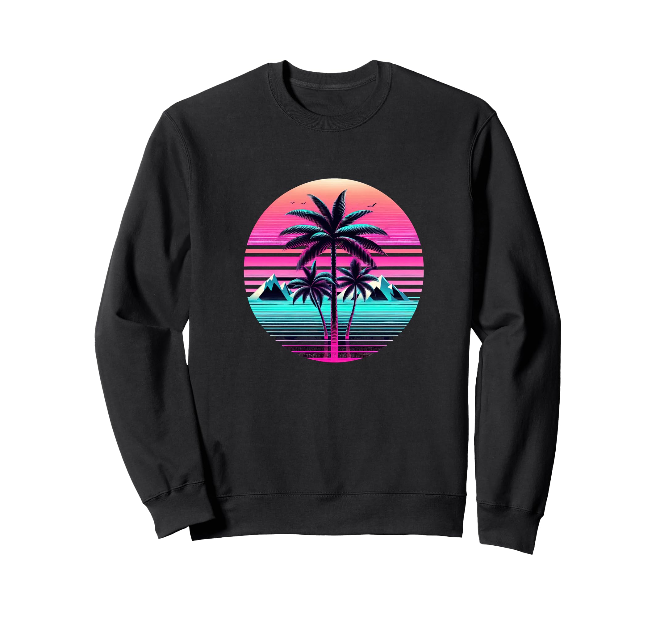 80S Vaporwave Aesthetic Palm Trees Sweatshirt - Trendy Graphic Unisex - T-Shirt, Sweatshirt, Hoodie