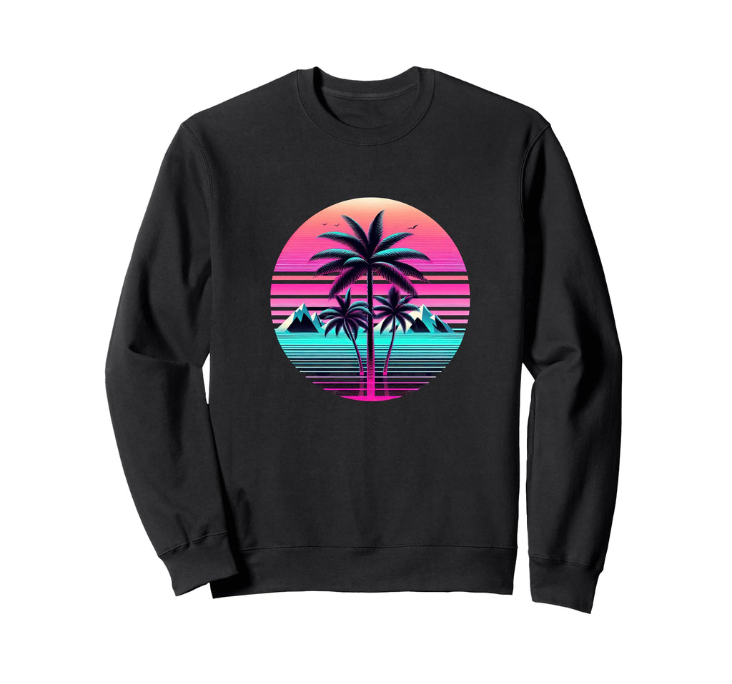 80S Vaporwave Aesthetic Palm Sweatshirt - Casual Everyday Wear for Adults - T-Shirt, Sweatshirt, Hoodie