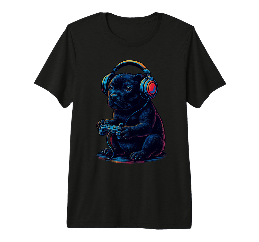 Staffordshire Bull Terrier Gamer Gaming T-Shirt - Unique Graphic Men Women - T-Shirt, Sweatshirt, Hoodie