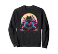 Synthwave Cat Samurai Mediation Sweatshirt - Trendy Graphic Men Women - T-Shirt, Sweatshirt, Hoodie