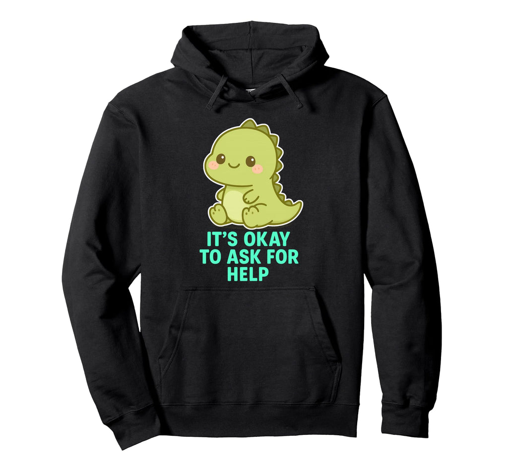 Kawaii Chibi T Rex Its Ok To Ask Hoodie - Fun Novelty Design for Adults - T-Shirt, Sweatshirt, Hoodie
