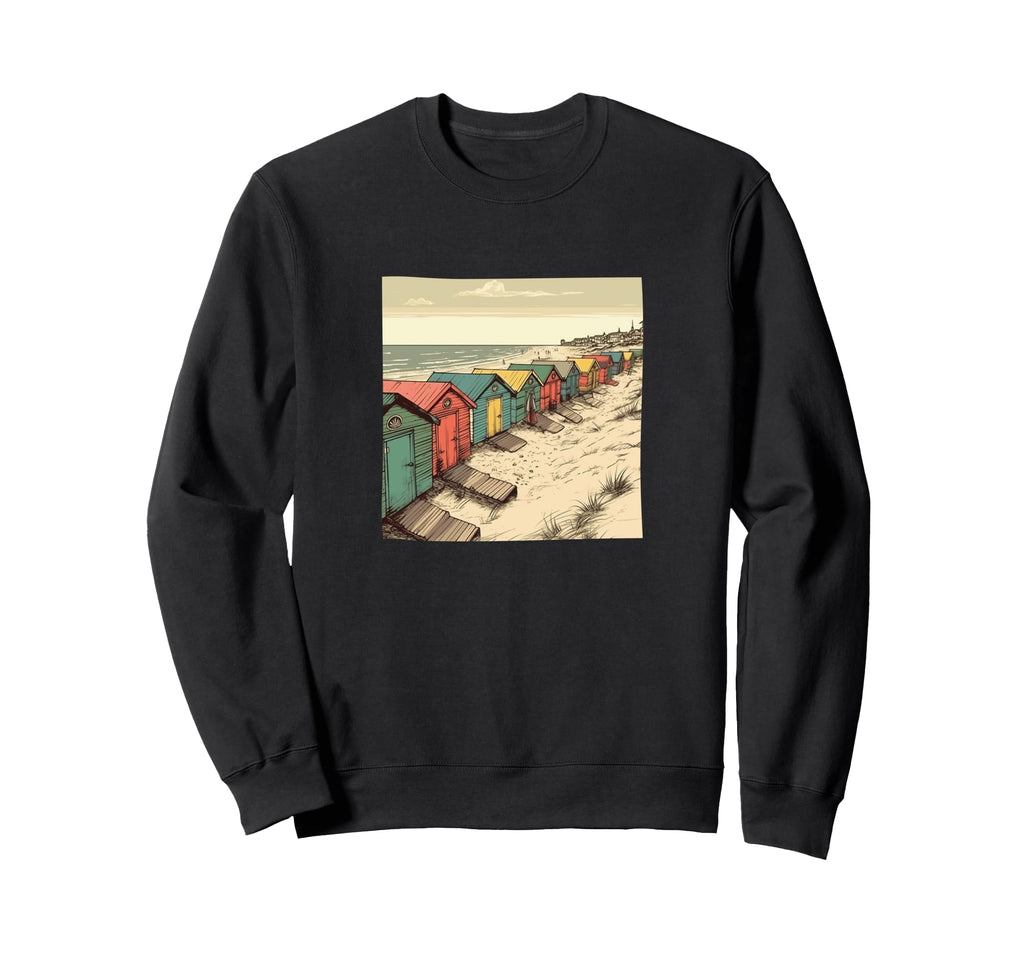 Beach Huts Landscape Colorful Sweatshirt - Graphic Print Men Women - T-Shirt, Sweatshirt, Hoodie