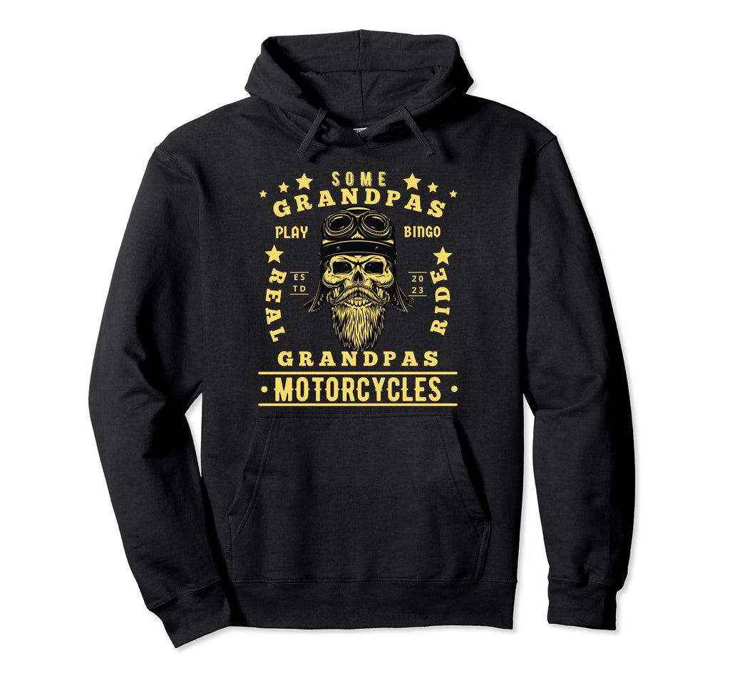 Real Grandpas Ride Motorcycles Skull Hoodie - Minimalist Print Unisex - T-Shirt, Sweatshirt, Hoodie