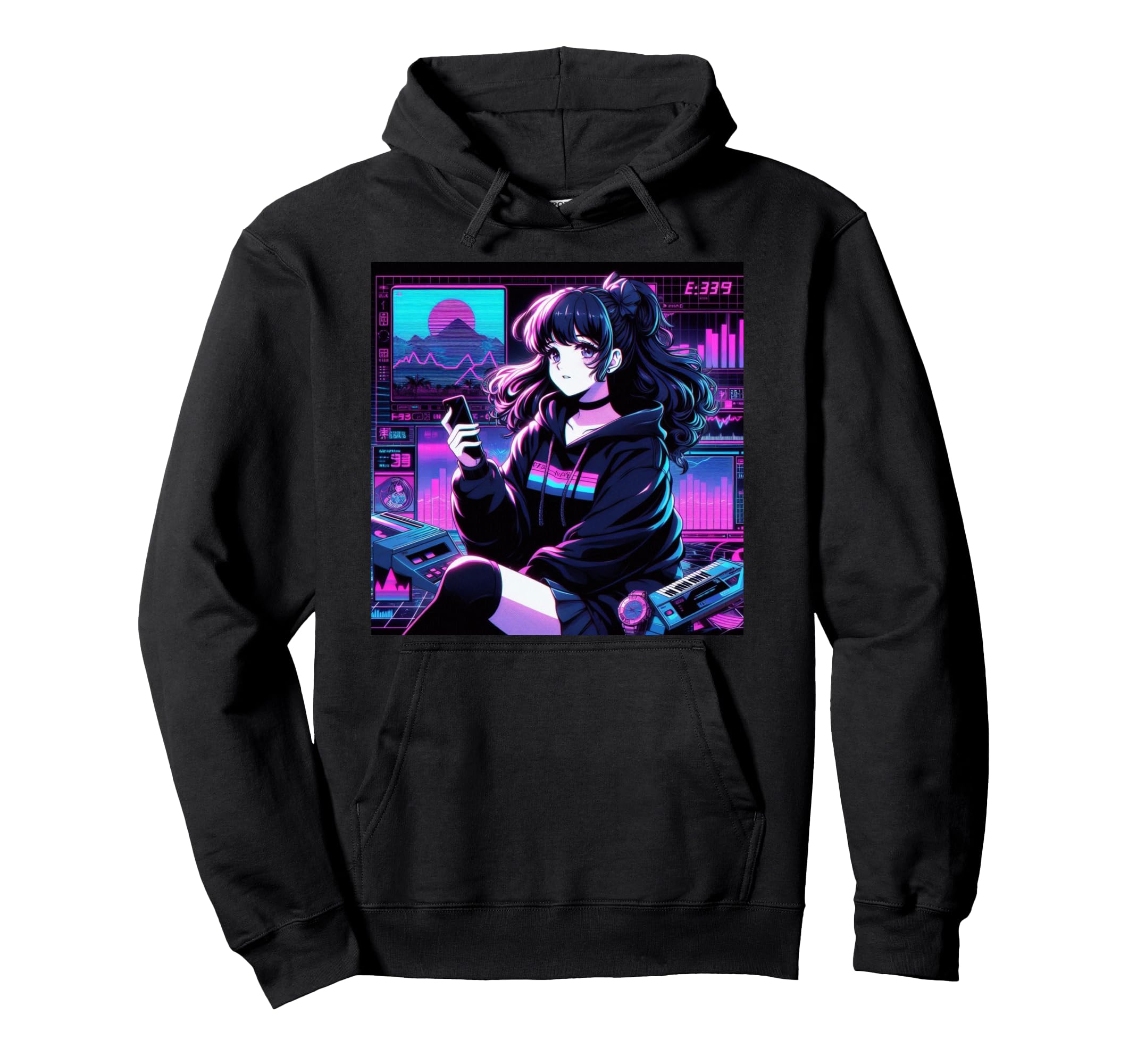 Synthwave Retrowave Vaporwave Anime Hoodie - Unique Graphic Men Women - T-Shirt, Sweatshirt, Hoodie