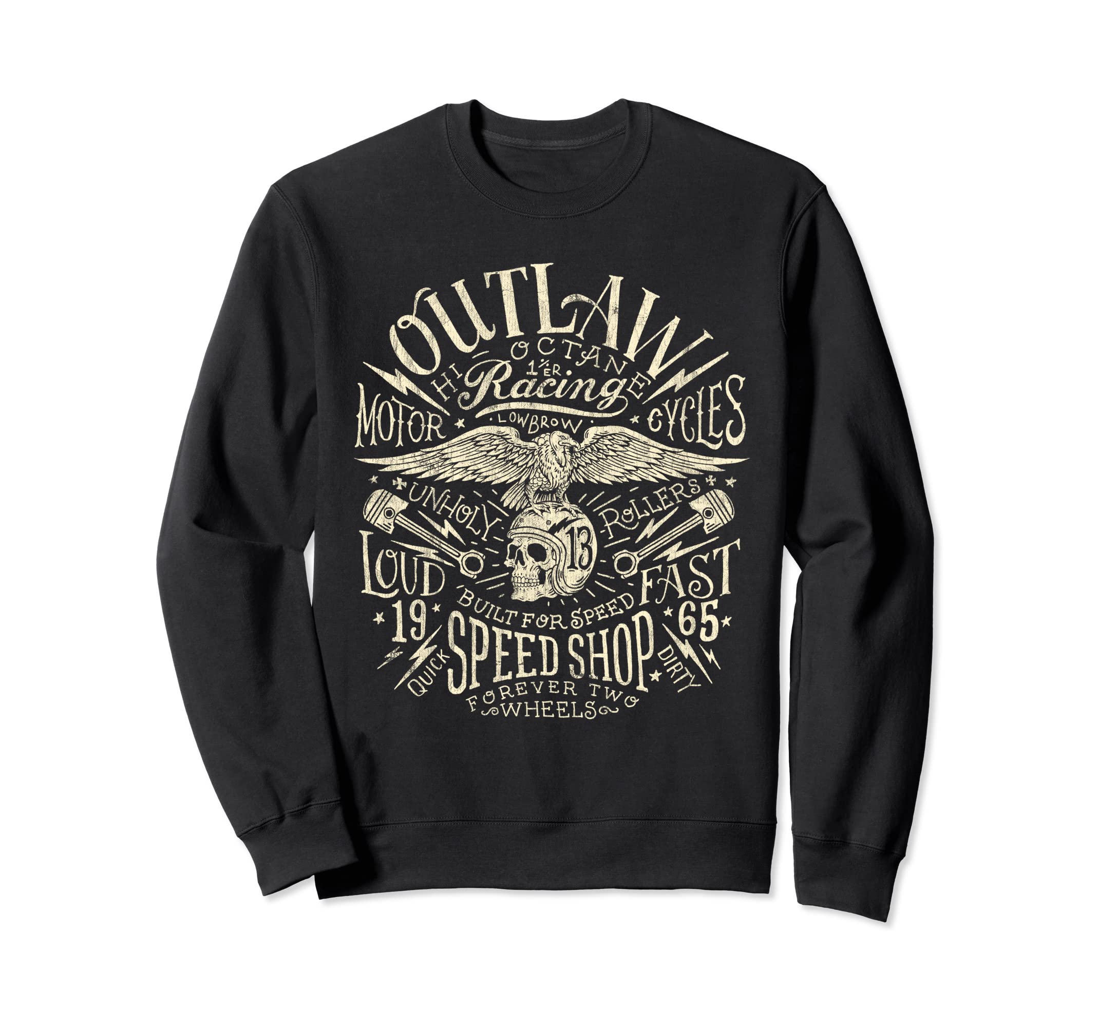 Vulture Outlaw Motorcycle Greaser Sweatshirt - Trendy Graphic Unisex - T-Shirt, Sweatshirt, Hoodie