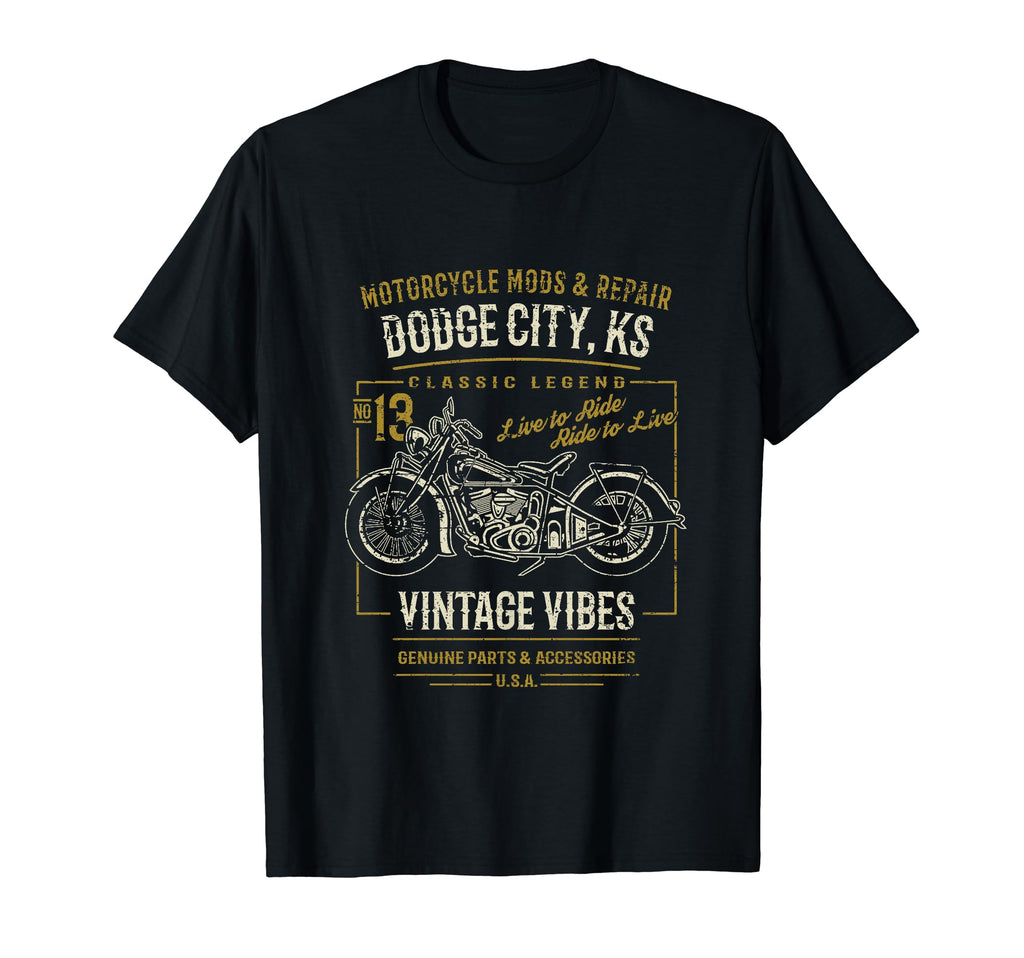 Dodge City Ks Usa Motorcycle T-Shirt - Casual Everyday Wear for Adults - T-Shirt, Sweatshirt, Hoodie