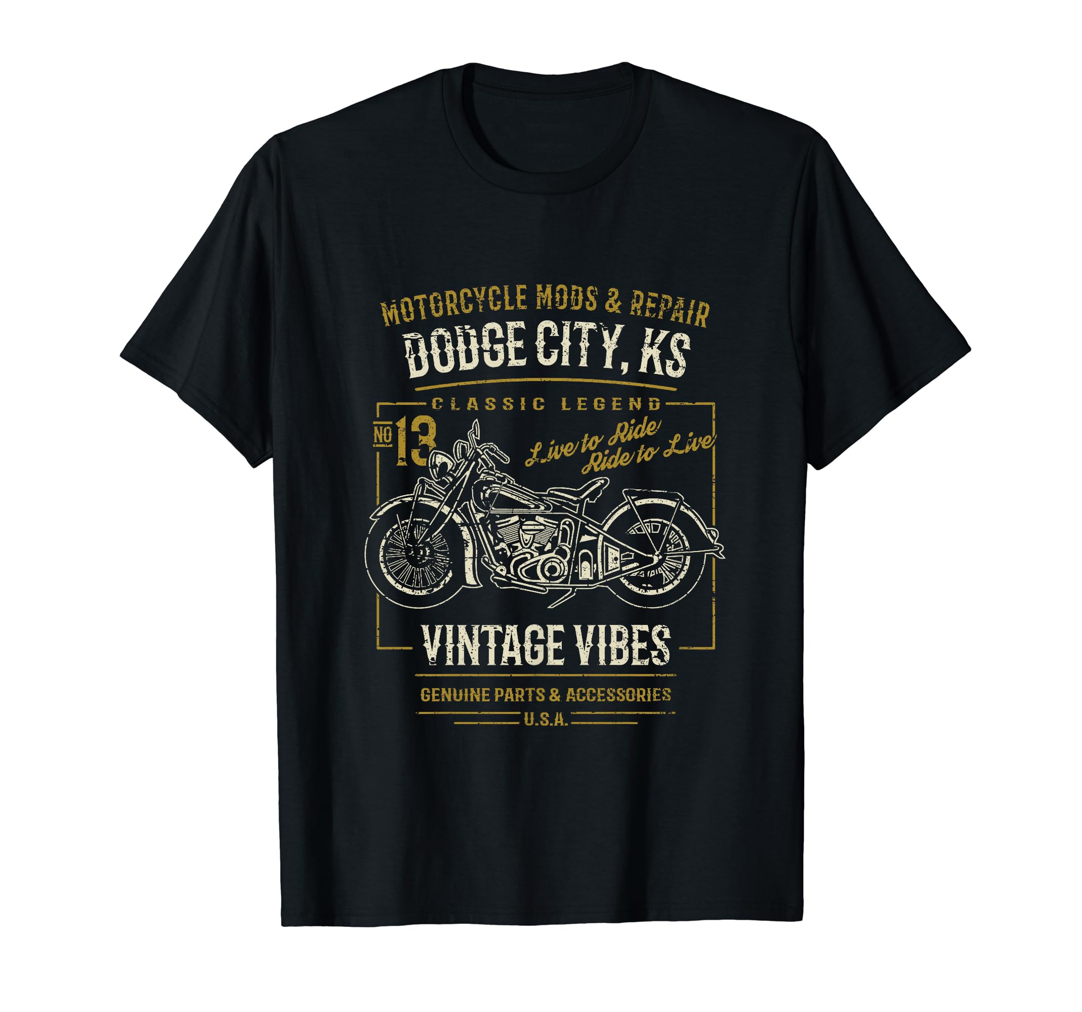 Dodge City Ks Usa Motorcycle T-Shirt - Casual Everyday Wear for Adults - T-Shirt, Sweatshirt, Hoodie