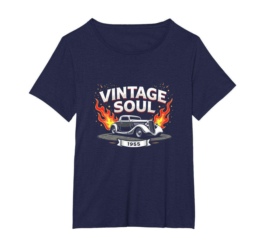 Soul Hot Rod 1955 Car Womens Plus Navy T-Shirt - Graphic Print for Adults - T-Shirt, Sweatshirt, Hoodie