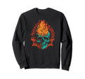 Fiery Flaming Skull Awesome Sweatshirt - Aesthetic Graphic Men Women - T-Shirt, Sweatshirt, Hoodie
