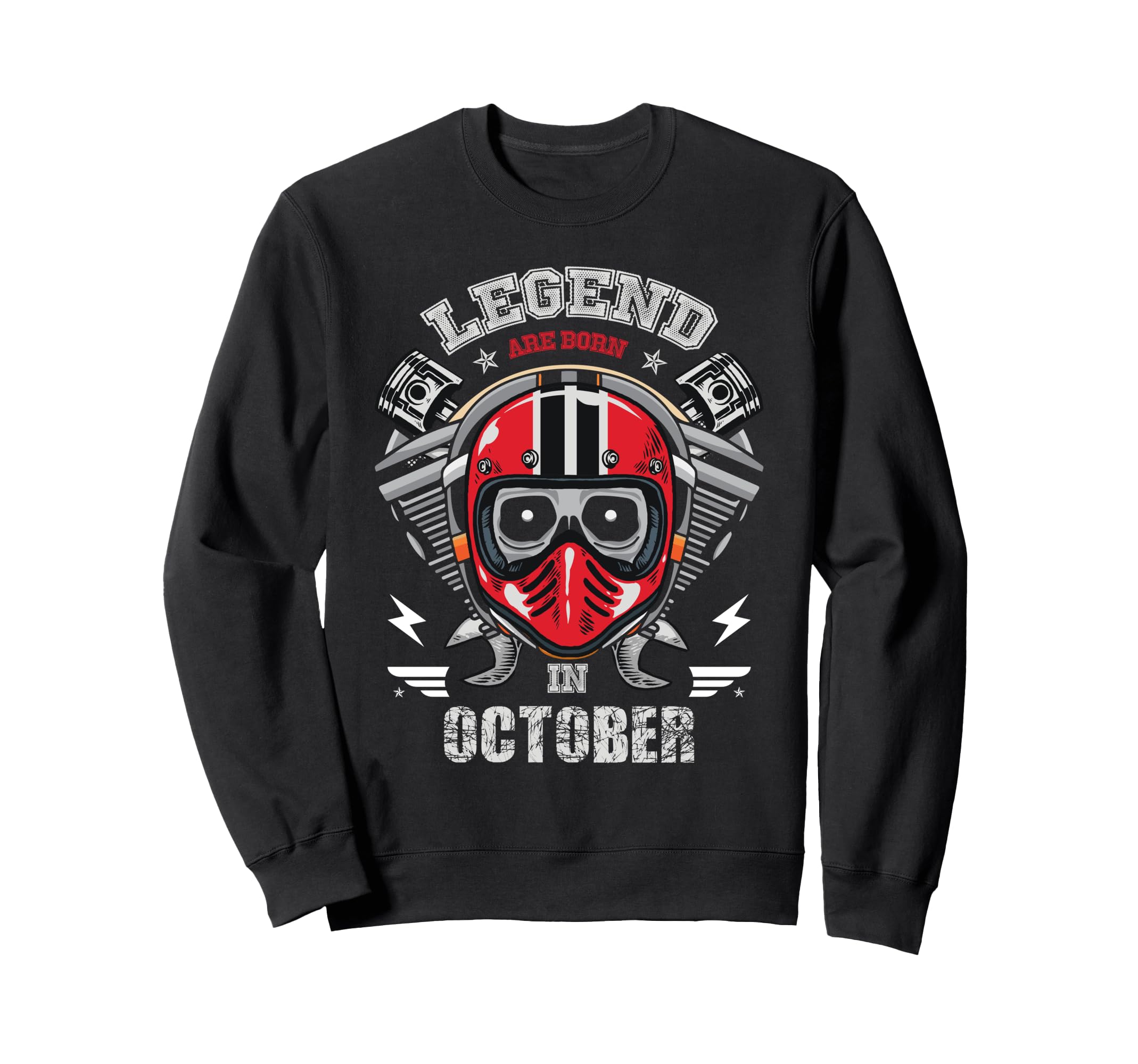 Biker Born October Motorcycle Sweatshirt - Streetwear Style for Adults - T-Shirt, Sweatshirt, Hoodie
