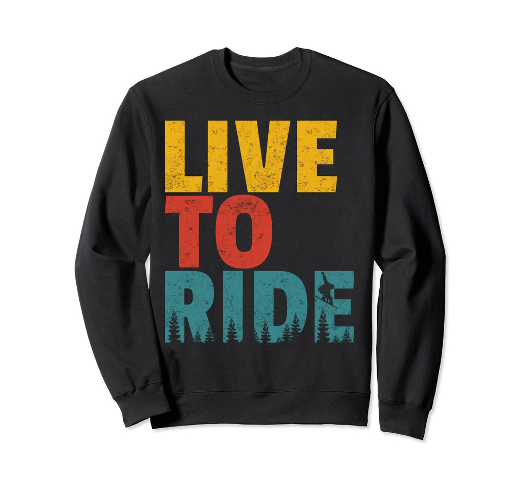 Live To Ride Large Distressed Sweatshirt - Trendy Graphic Unisex - T-Shirt, Sweatshirt, Hoodie