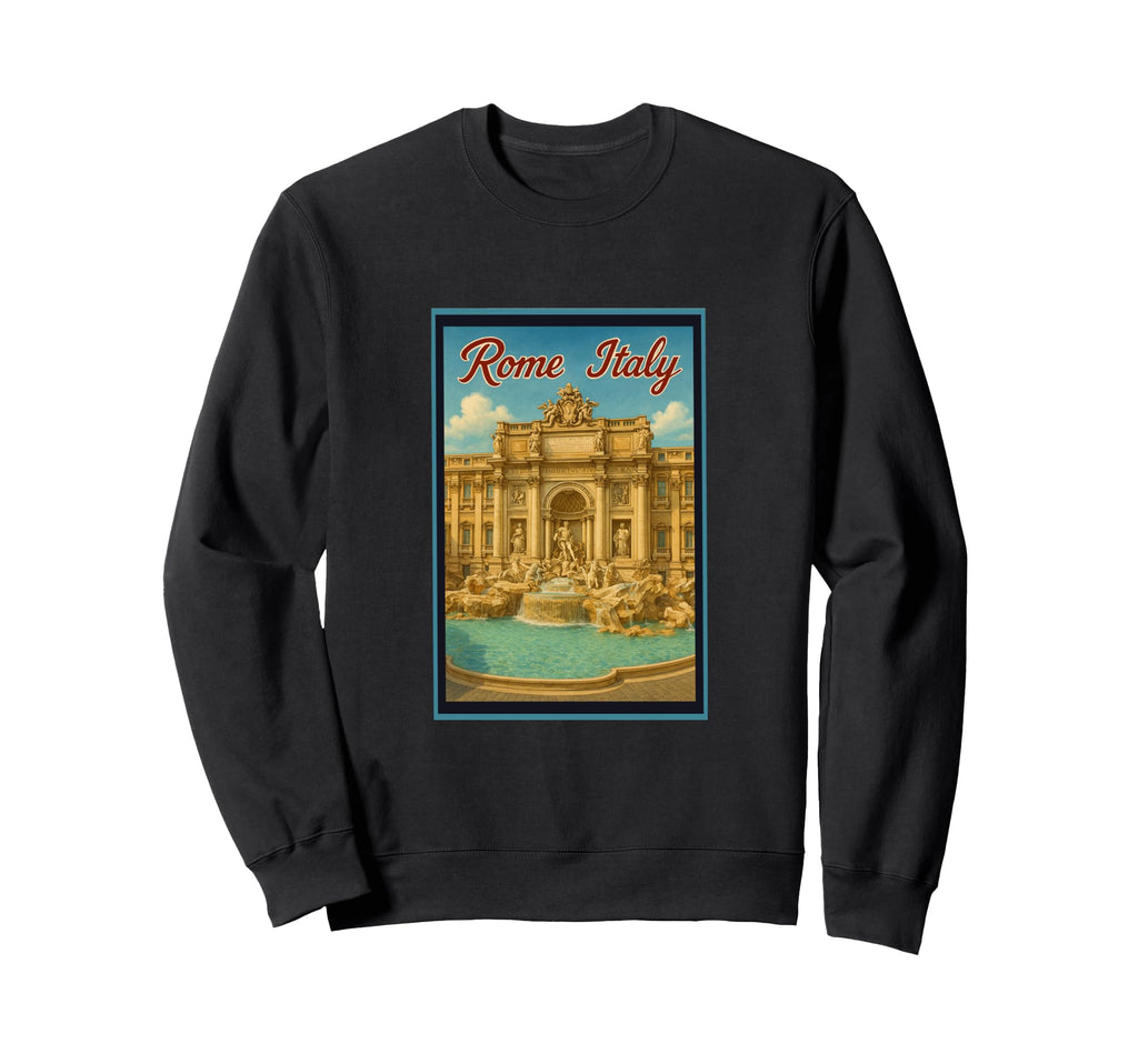 Rome Italy 50S Trevi Tourist Art Sweatshirt - Fun Novelty Design Men Women - T-Shirt, Sweatshirt, Hoodie