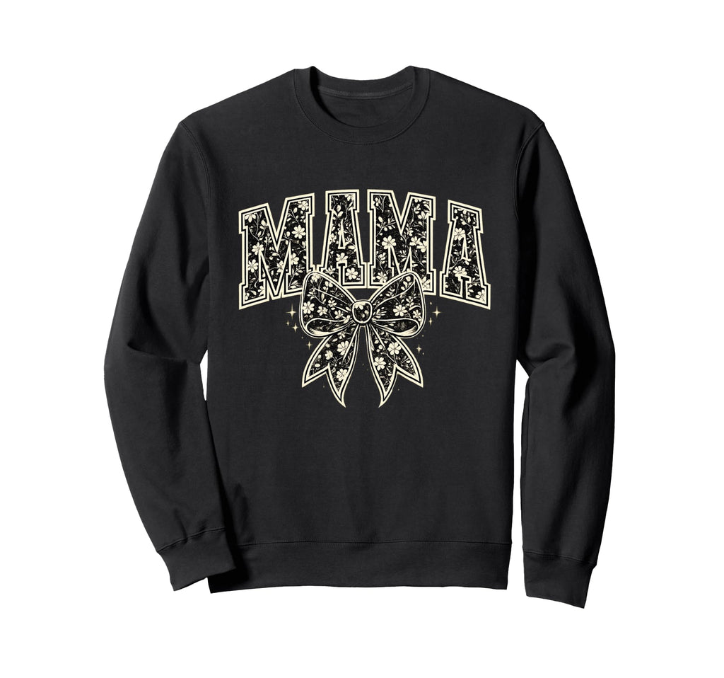 Mama Floral Bow Varsity Typography Sweatshirt - Trendy Graphic Unisex - T-Shirt, Sweatshirt, Hoodie