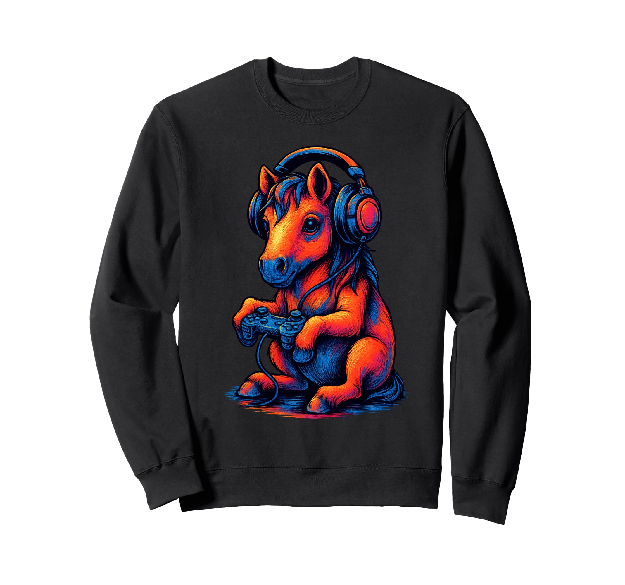 Horse Gamer Gaming Animal Lover Sweatshirt - Casual Everyday Wear Unisex - T-Shirt, Sweatshirt, Hoodie
