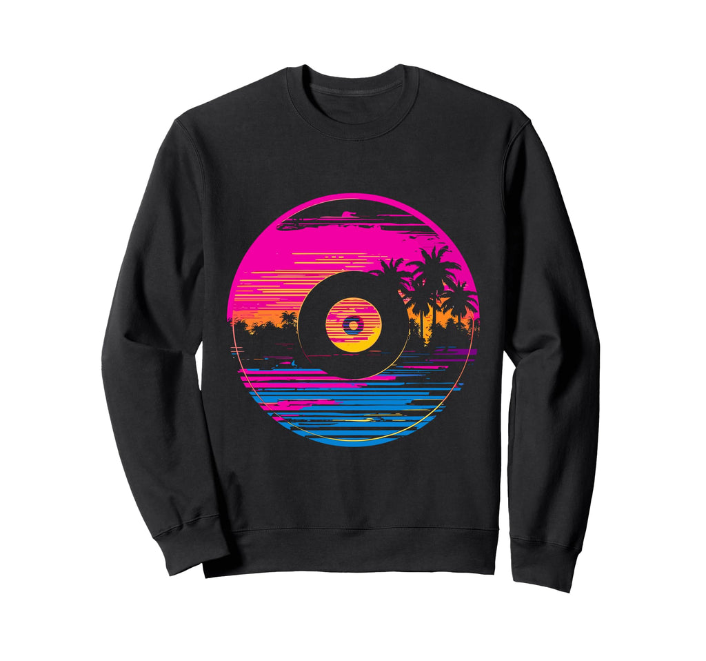 Vinyl Record Vaporwave Turntable Music Sweatshirt - Minimalist Print Unisex - T-Shirt, Sweatshirt, Hoodie
