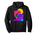 80S Wave Dolphin Electro Wave Synthwave Hoodie - Trendy Graphic Unisex - T-Shirt, Sweatshirt, Hoodie