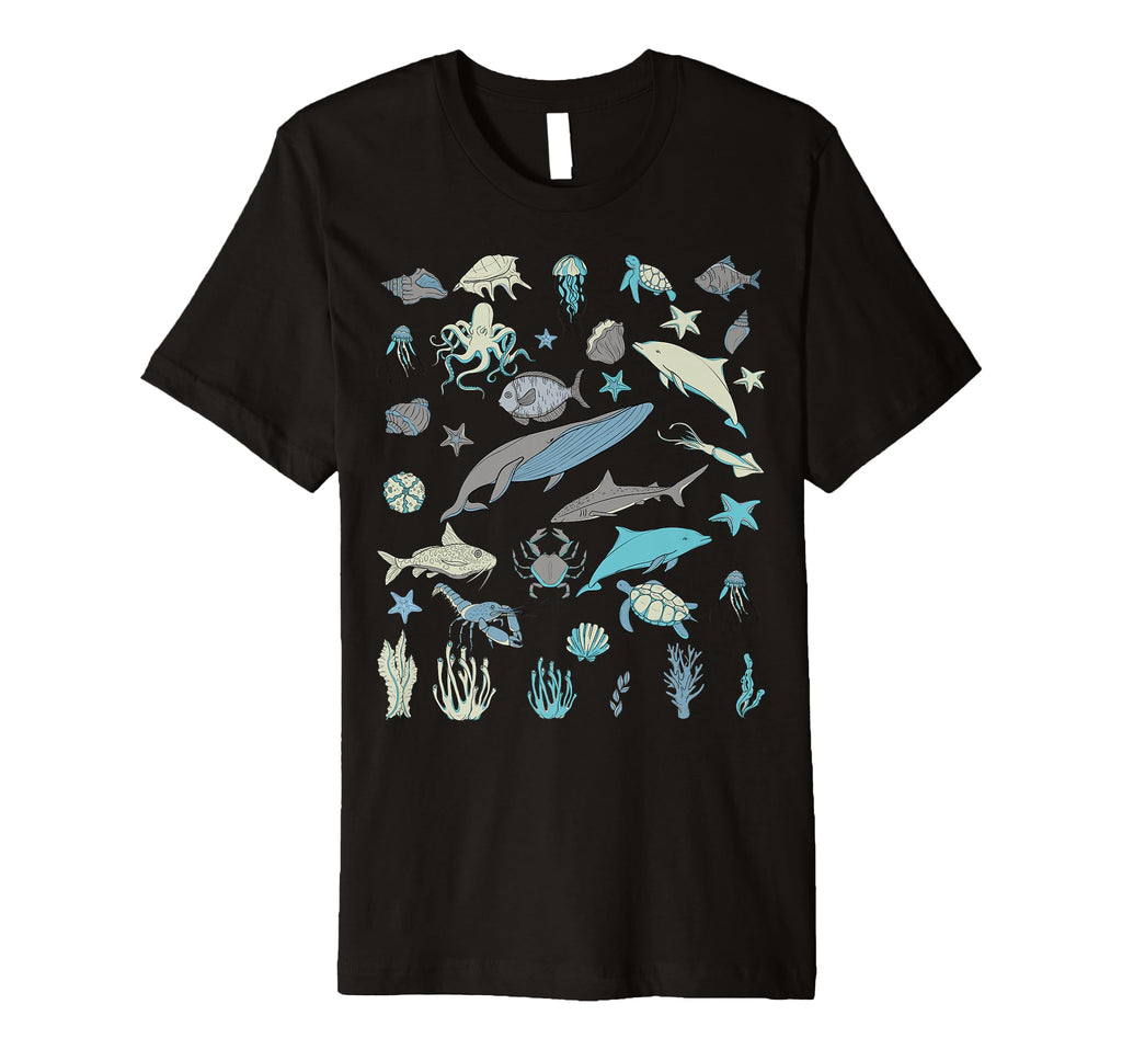 Ocean Wildlife Shark Turtle Octopus T-Shirt - Aesthetic Graphic Unisex - T-Shirt, Sweatshirt, Hoodie