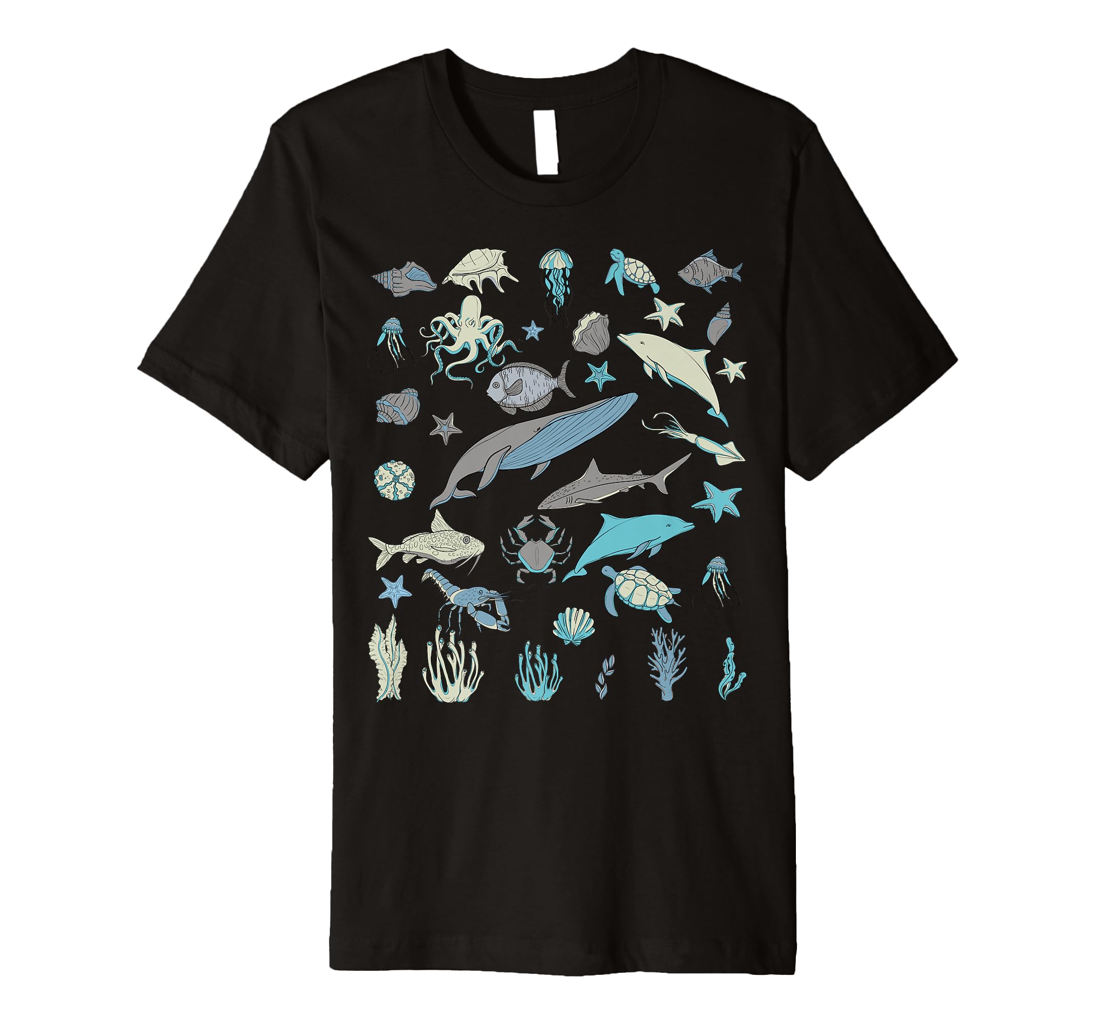 Ocean Wildlife Shark Turtle Octopus T-Shirt - Aesthetic Graphic Unisex - T-Shirt, Sweatshirt, Hoodie