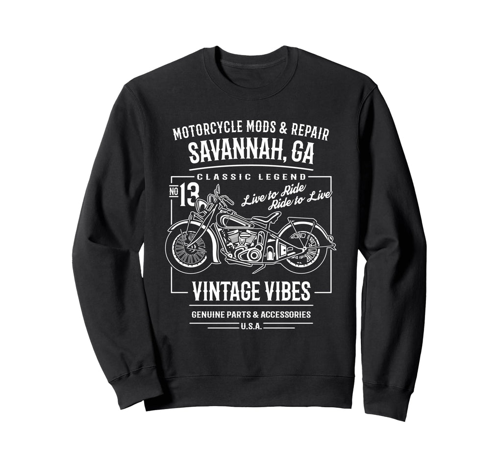 Savannah Ga Usa Motorcycle Sweatshirt - Minimalist Print Unisex - T-Shirt, Sweatshirt, Hoodie