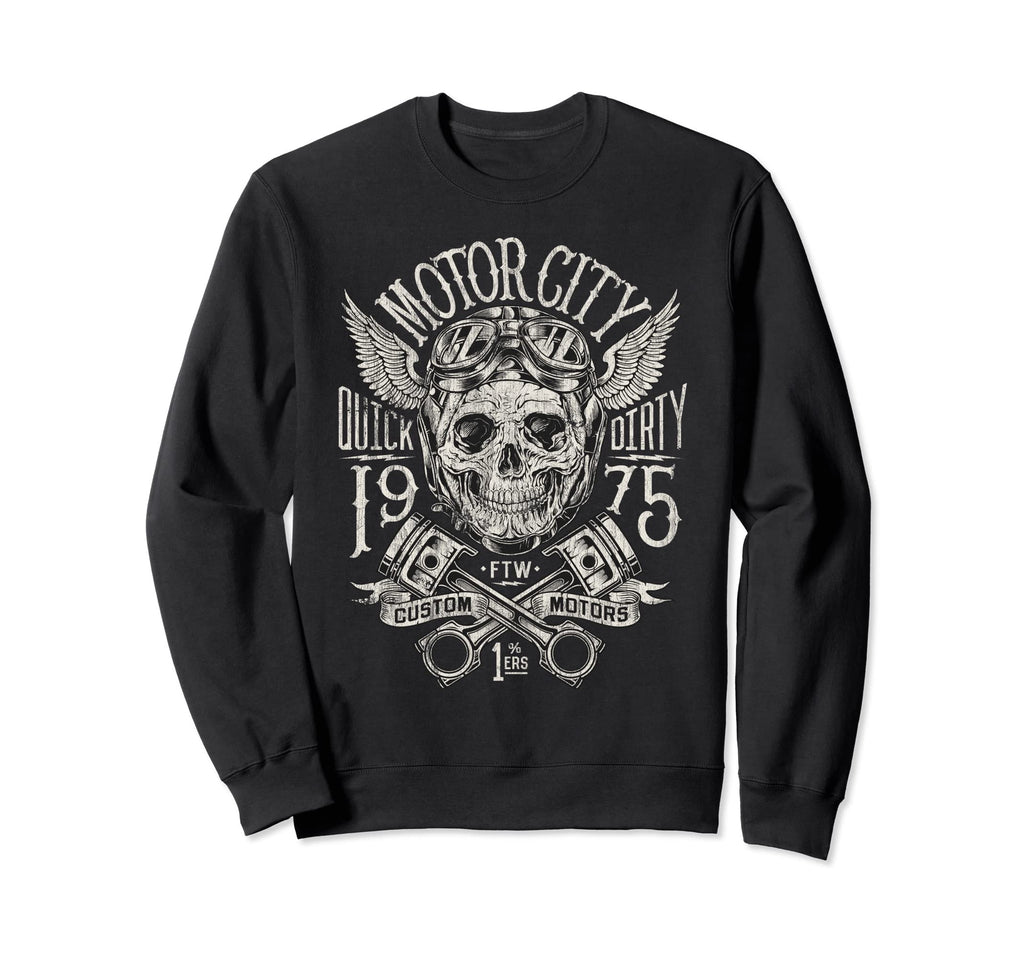 Skull Helmet Motorcycle Greaser Sweatshirt - Aesthetic Graphic Men Women - T-Shirt, Sweatshirt, Hoodie