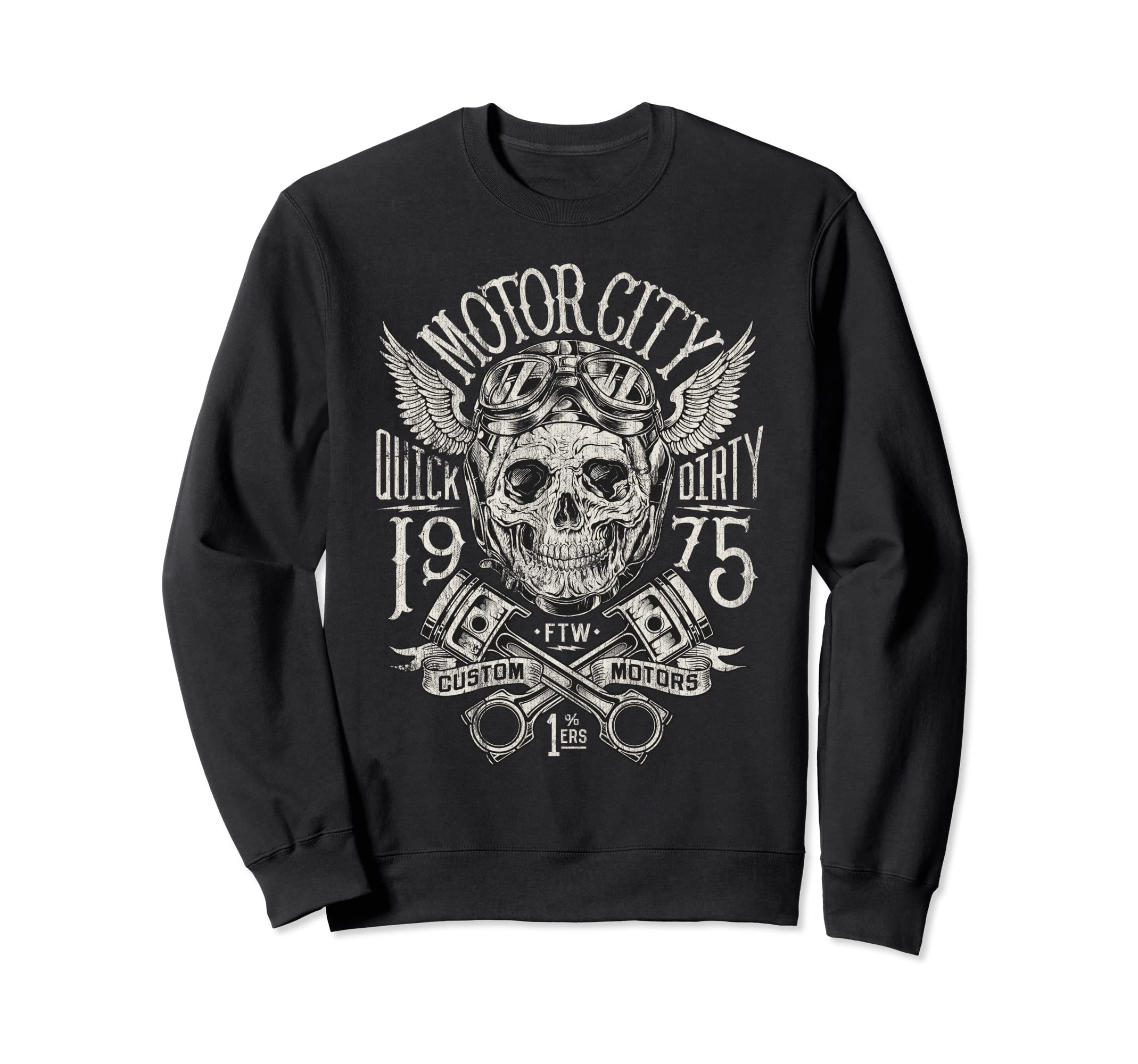 Skull Helmet Motorcycle Greaser Sweatshirt - Aesthetic Graphic Men Women - T-Shirt, Sweatshirt, Hoodie