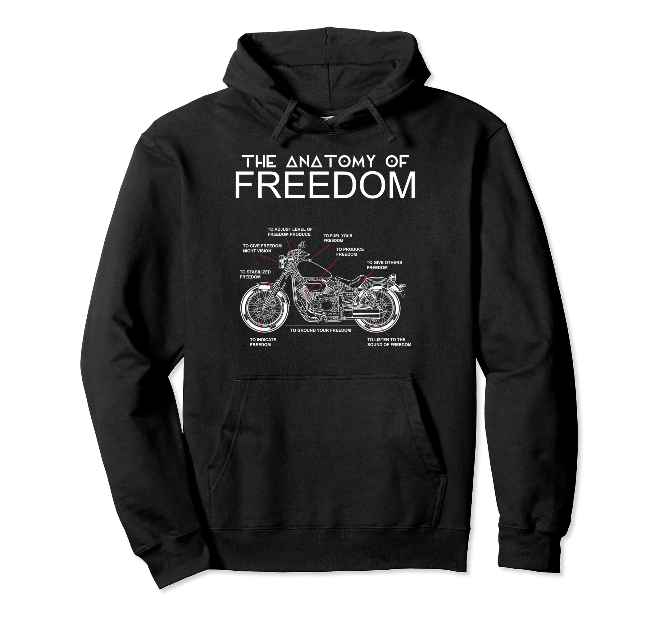 Anatomy Freedom Motorcycle Bike Hoodie - Novelty Apparel for Adults - T-Shirt, Sweatshirt, Hoodie