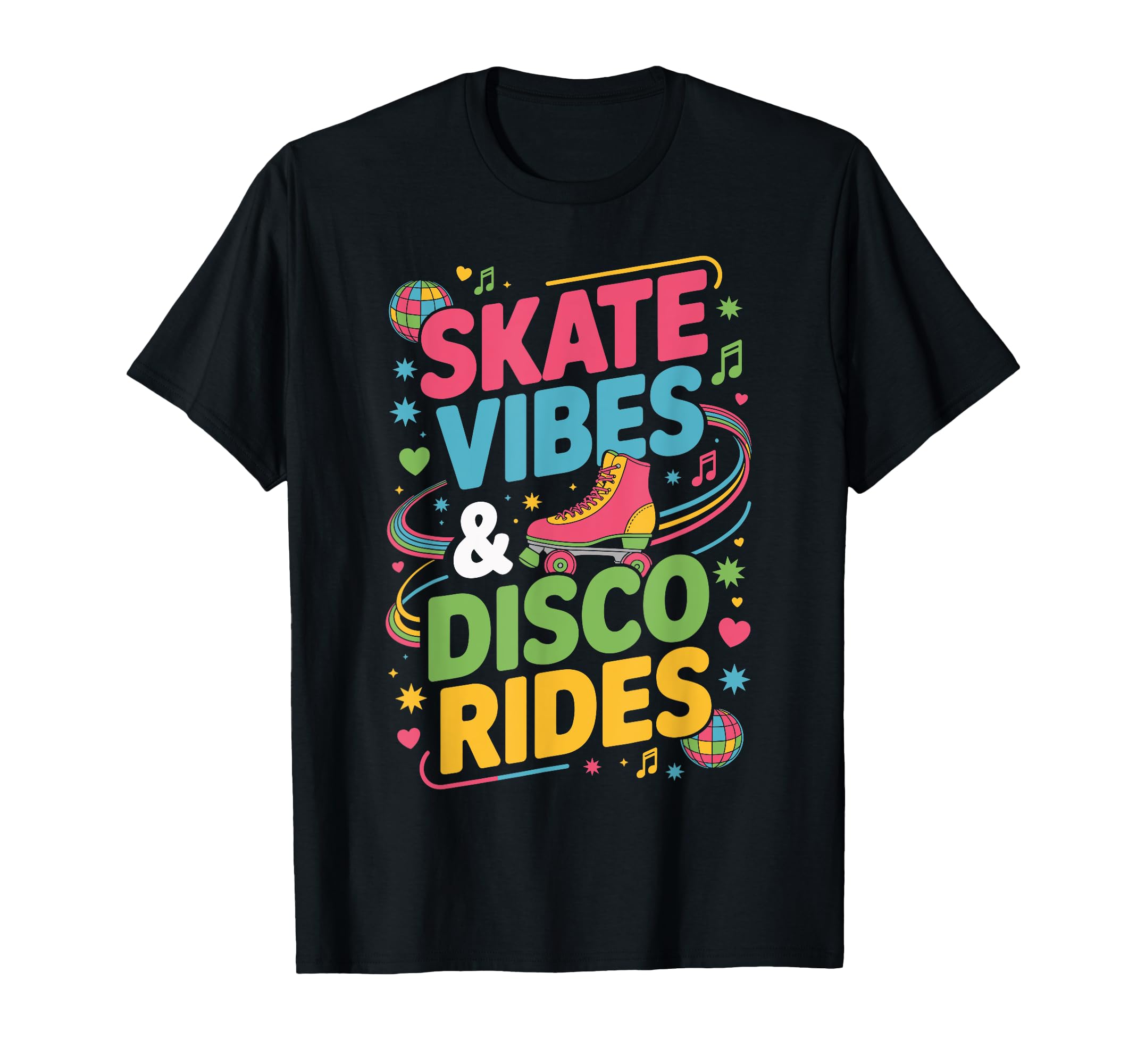 Skate Vibes Disco Rides Colorful Music T-Shirt - Unique Graphic Unisex - T-Shirt, Sweatshirt, Hoodie