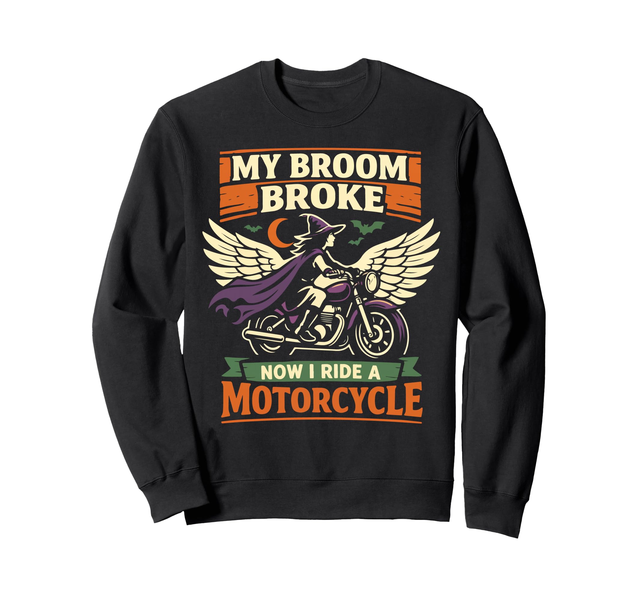 Motorcycle Biker Halloween My Broom Sweatshirt - Minimalist Print Unisex - T-Shirt, Sweatshirt, Hoodie