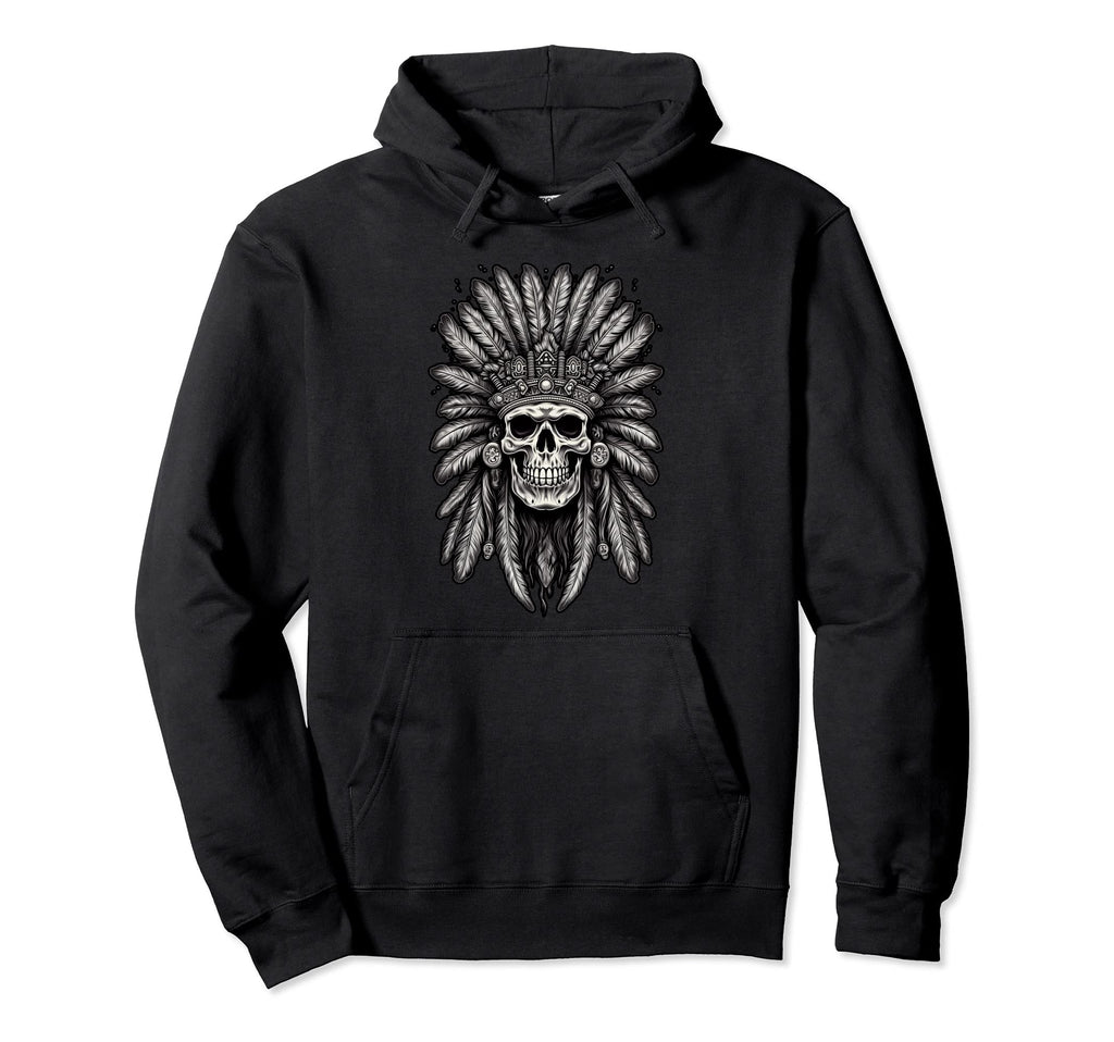 Skull Chief Native Indian Eagle Hoodie - Novelty Apparel for Adults - T-Shirt, Sweatshirt, Hoodie