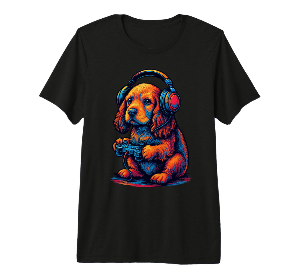Cocker Spaniel Gamer Gaming Dog Lover T-Shirt - Minimalist Print Men Women - T-Shirt, Sweatshirt, Hoodie