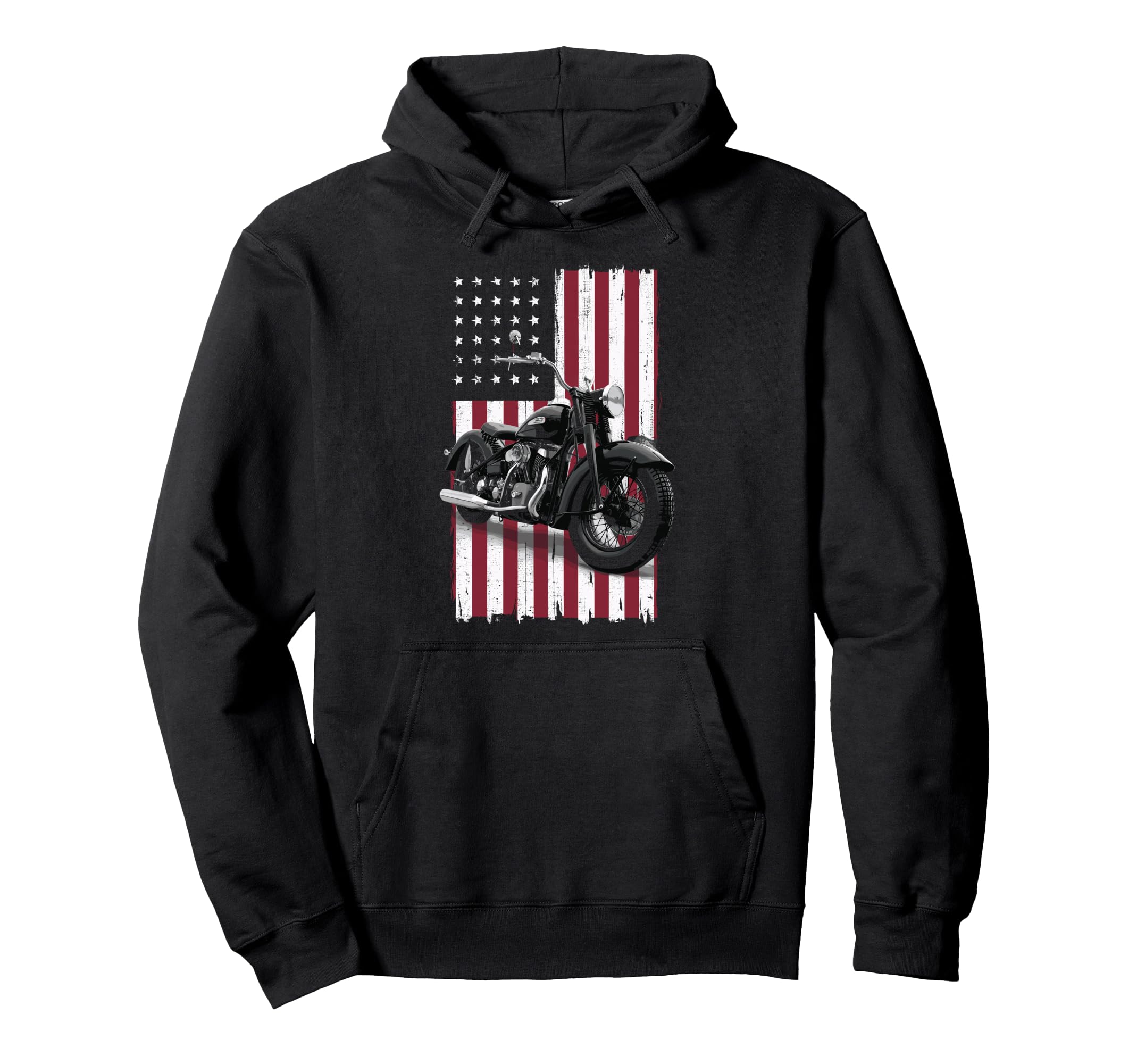Patriotic Motorcycle Usa Flag Hoodie - Casual Everyday Wear Men Women - T-Shirt, Sweatshirt, Hoodie