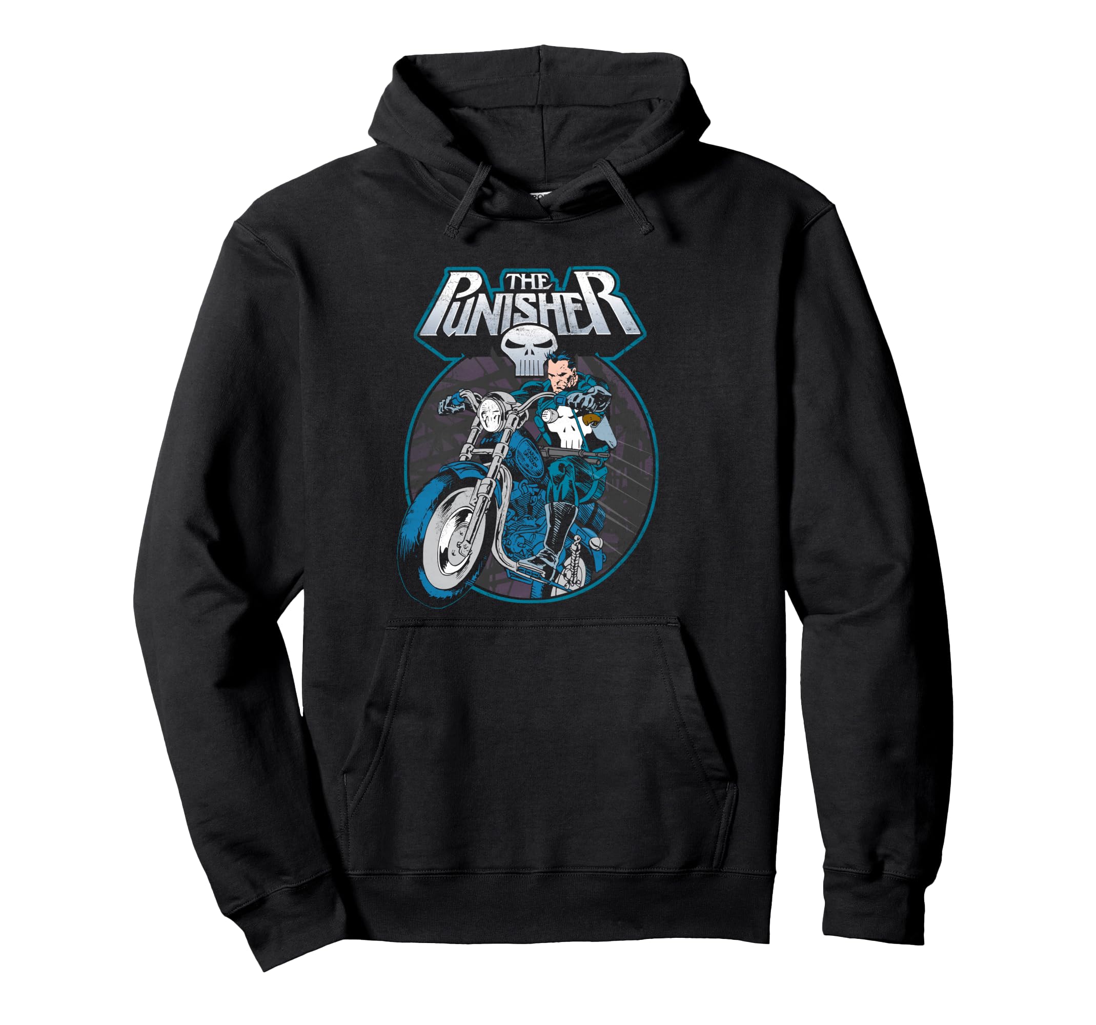 Marvel Punisher Frank Riding Motorcycle Hoodie - Unique Graphic Men Women - T-Shirt, Sweatshirt, Hoodie