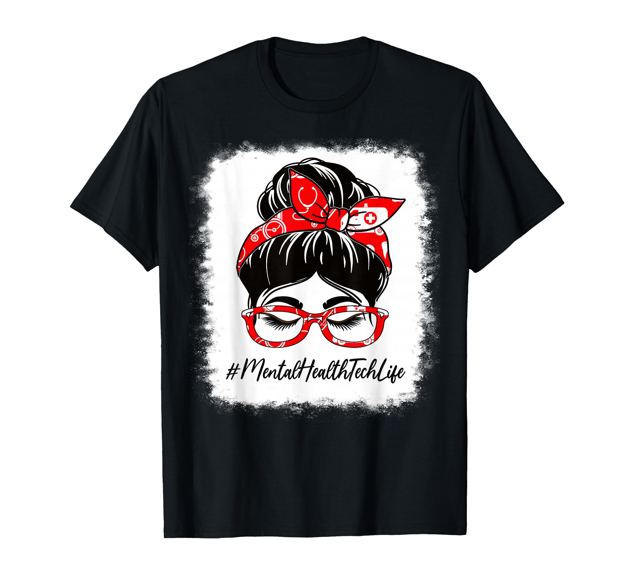 Mental Health Tech Bleached Messy T-Shirt - Custom Art Print for Adults - T-Shirt, Sweatshirt, Hoodie