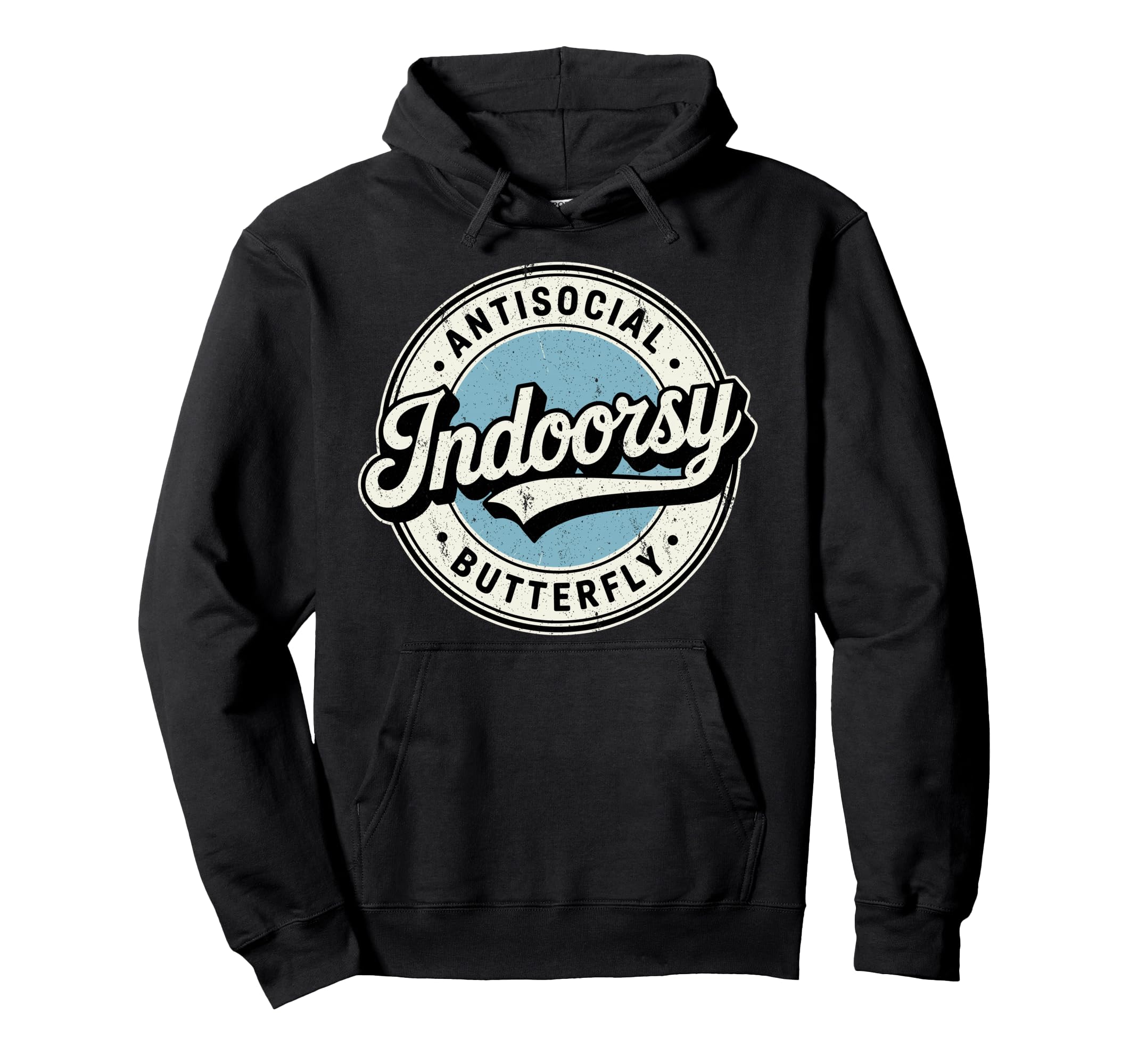 Indoorsy Antisocial Butterfly Hoodie - Fun Novelty Design for Adults - T-Shirt, Sweatshirt, Hoodie