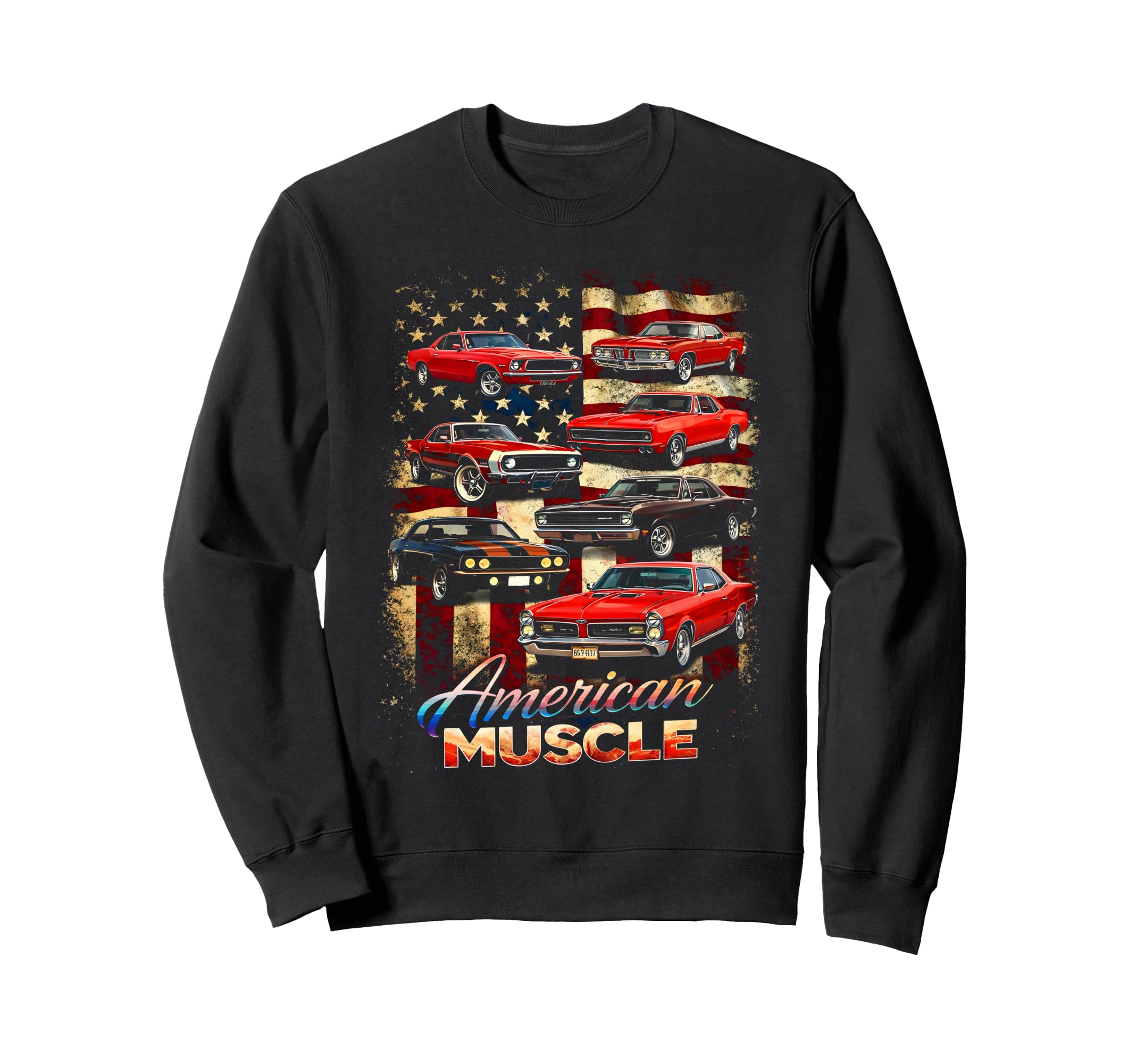 Muscle Car Car Flag Tribute Sweatshirt - Casual Everyday Wear Men Women - T-Shirt, Sweatshirt, Hoodie