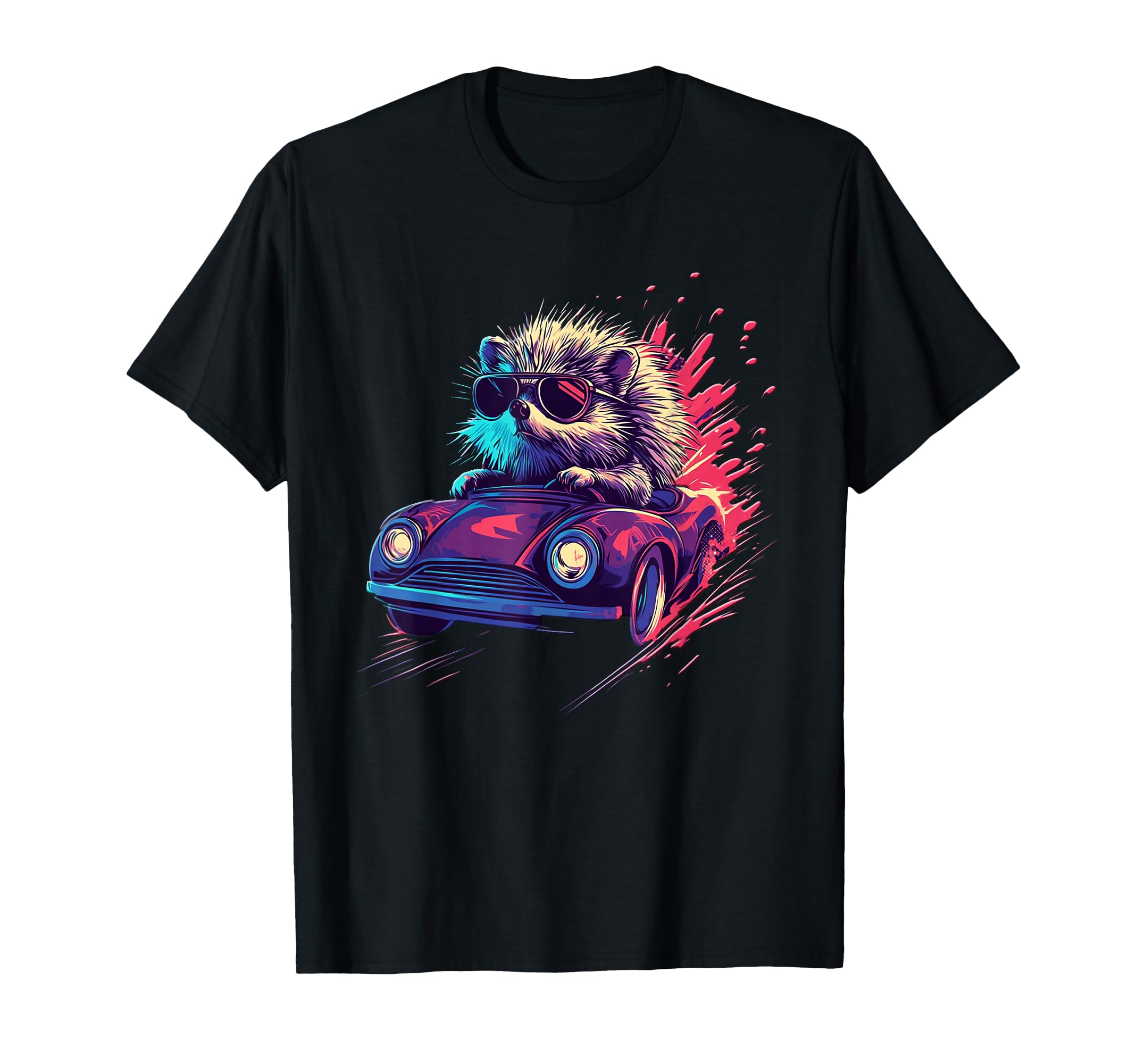 Hedgehog Synthwave Miami 80S Hedgehog T-Shirt - Trendy Graphic Men Women - T-Shirt, Sweatshirt, Hoodie
