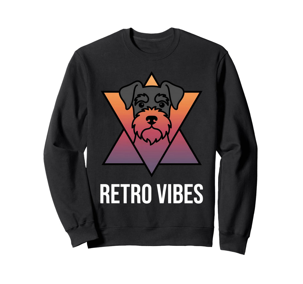 Schnauzer Peeking 80S Synthwave Sweatshirt - Aesthetic Graphic for Adults - T-Shirt, Sweatshirt, Hoodie