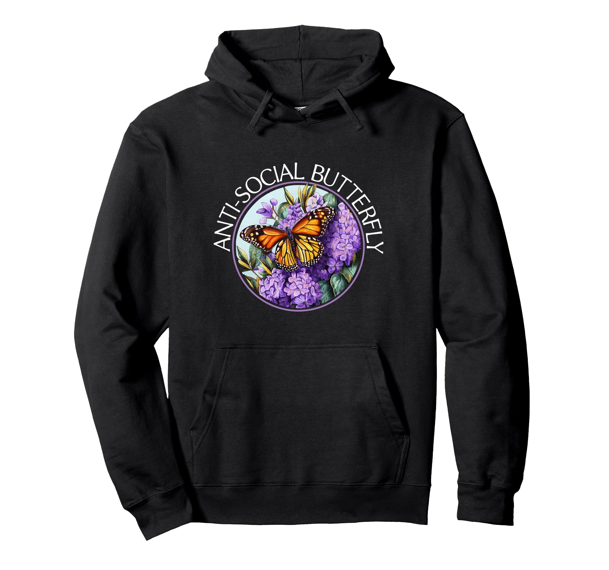 Anti Social Butterfly Hoodie - Casual Everyday Wear Men Women - T-Shirt, Sweatshirt, Hoodie