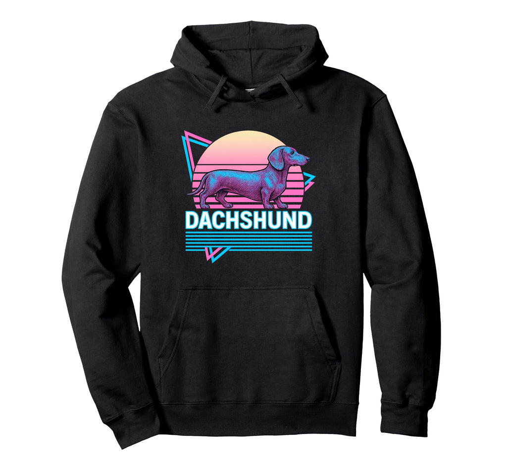 Dachshund Synthwave Aesthetic Dog Lover Hoodie - Minimalist Print Unisex - T-Shirt, Sweatshirt, Hoodie