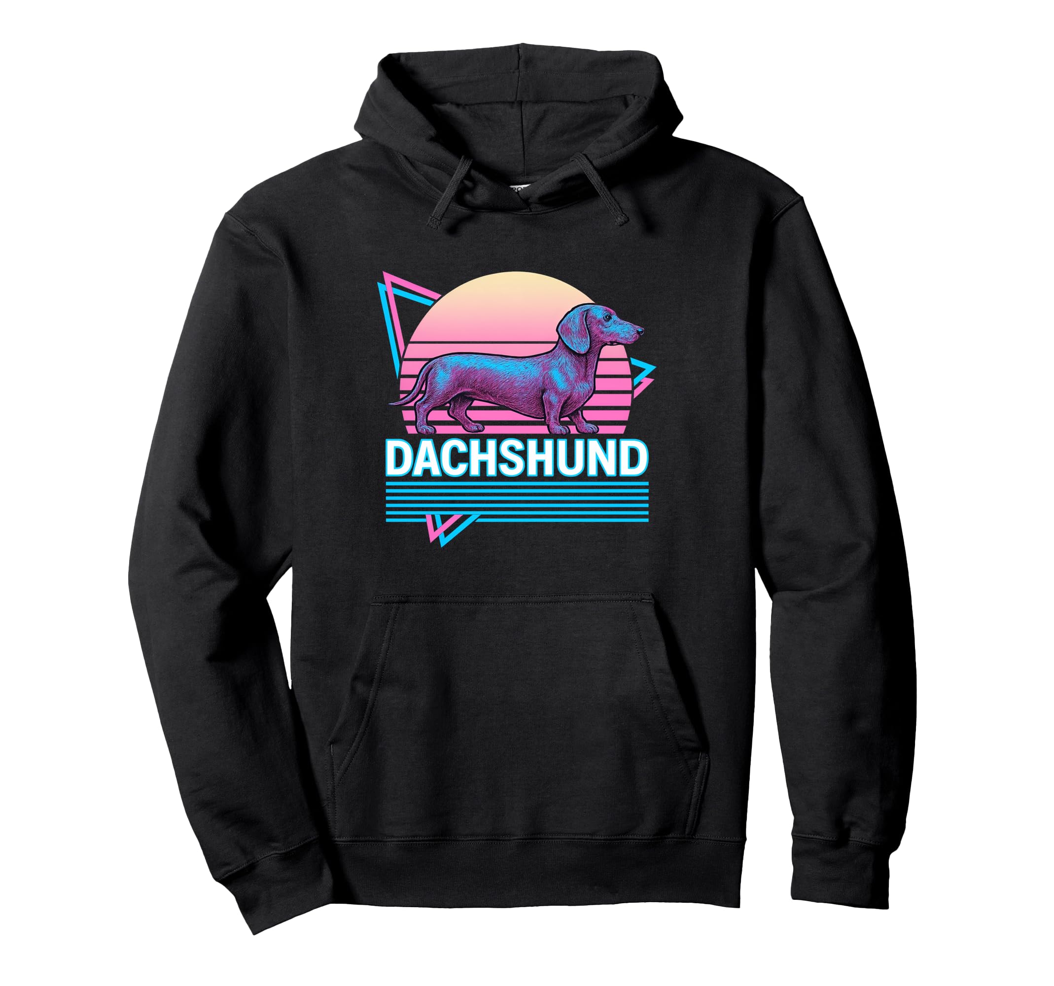Dachshund Synthwave Aesthetic Dog Lover Hoodie - Minimalist Print Unisex - T-Shirt, Sweatshirt, Hoodie