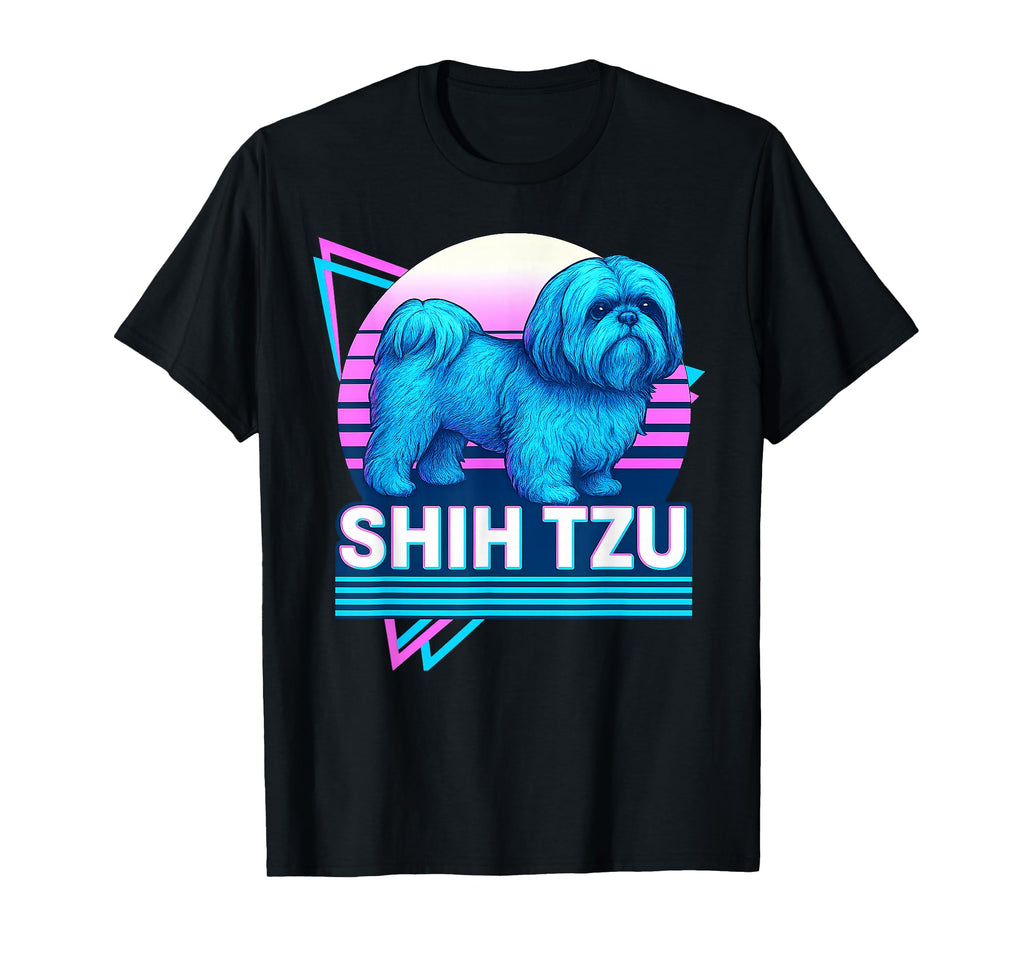 Shih Tzu Synthwave Aesthetic Dog Lover T-Shirt - Trendy Graphic Men Women - T-Shirt, Sweatshirt, Hoodie