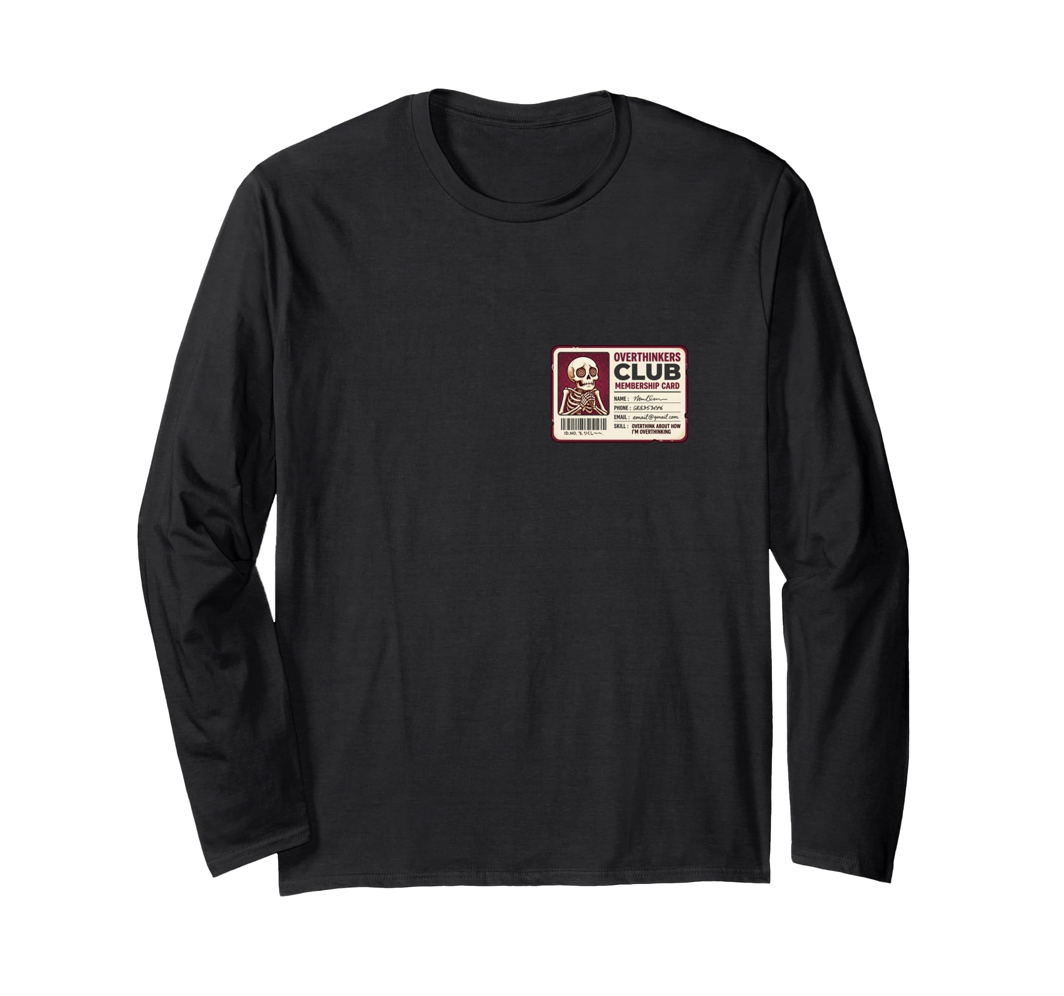 Overthinkers Club Membership Card T-Shirt - Minimalist Print for Adults - T-Shirt, Sweatshirt, Hoodie