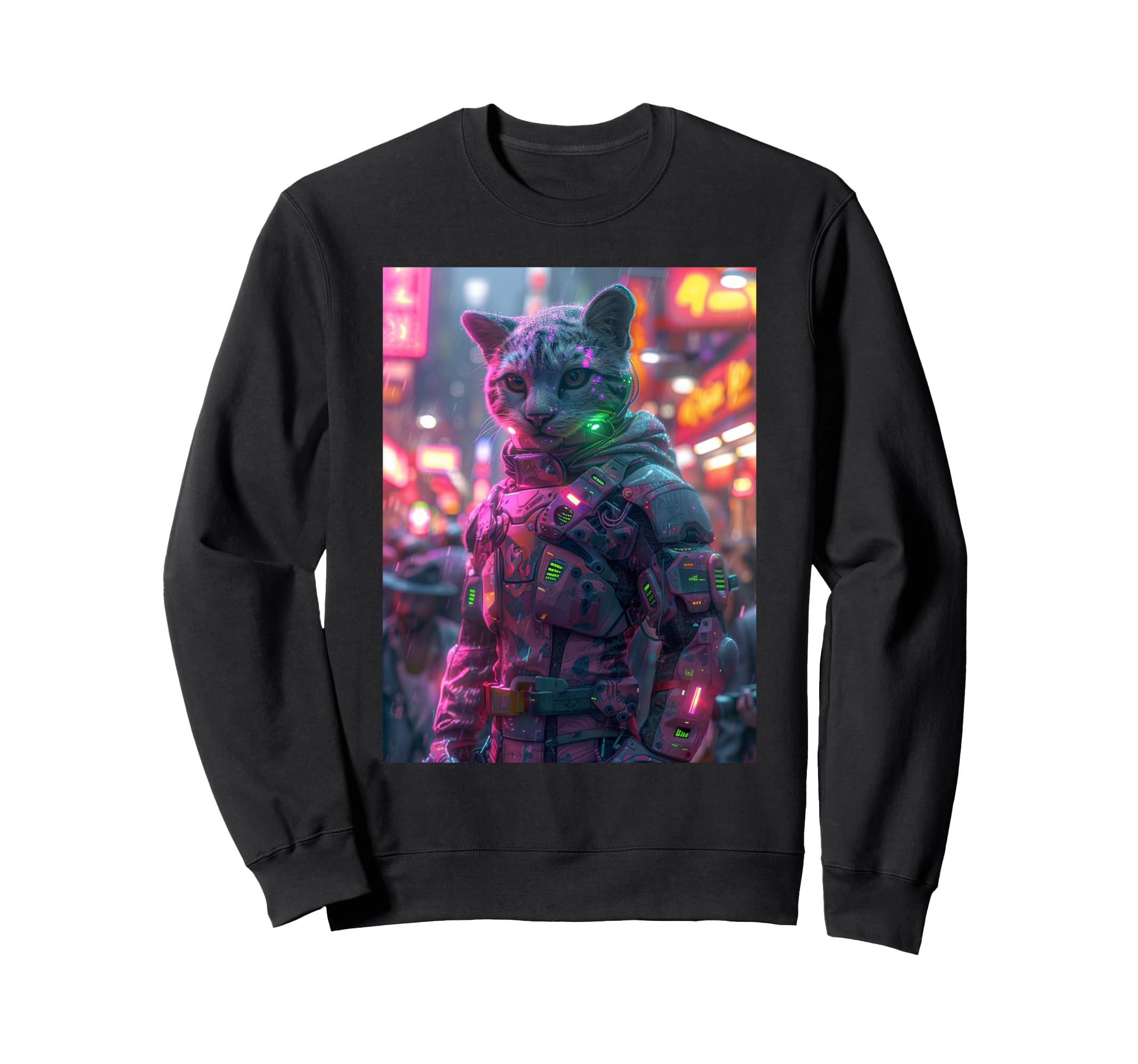 Synthwave Retrowave Cat 70S 80S Sweatshirt - Streetwear Style Unisex - T-Shirt, Sweatshirt, Hoodie
