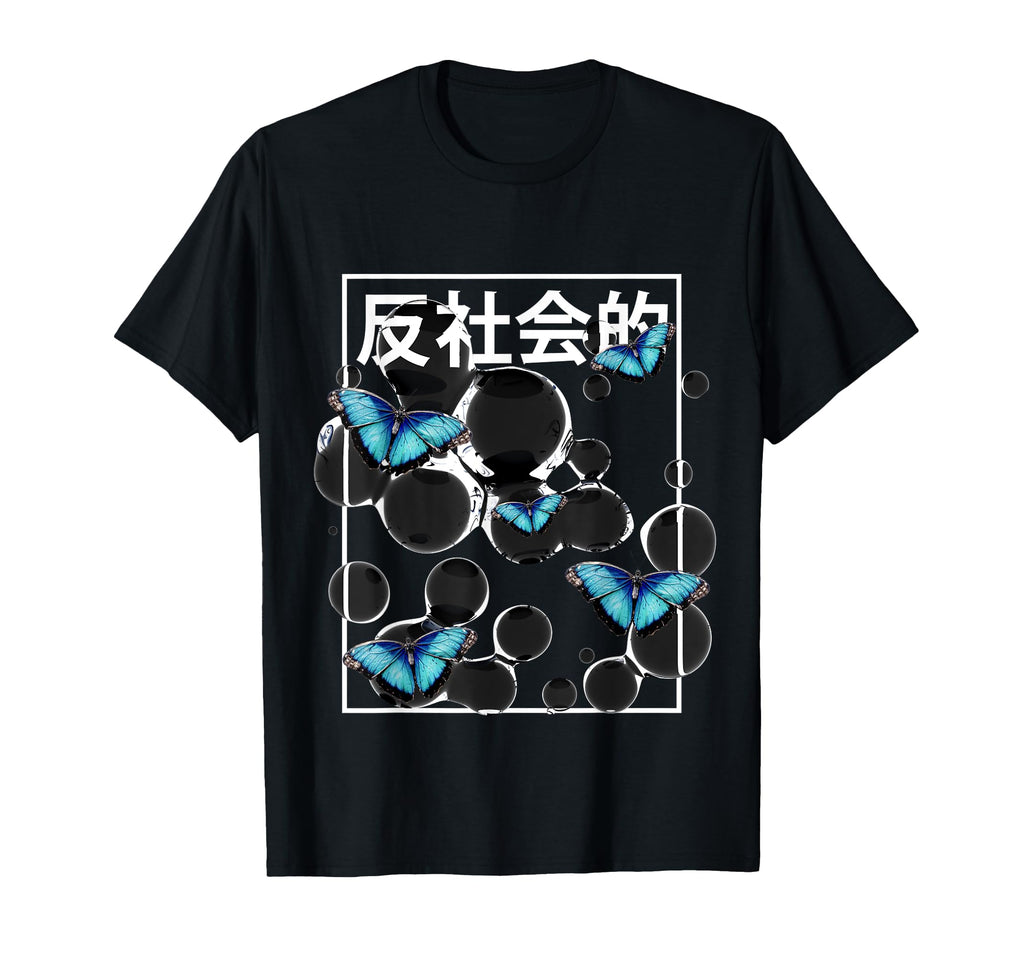 Anti Social Butterfly Japanese T-Shirt - Aesthetic Graphic for Adults - T-Shirt, Sweatshirt, Hoodie