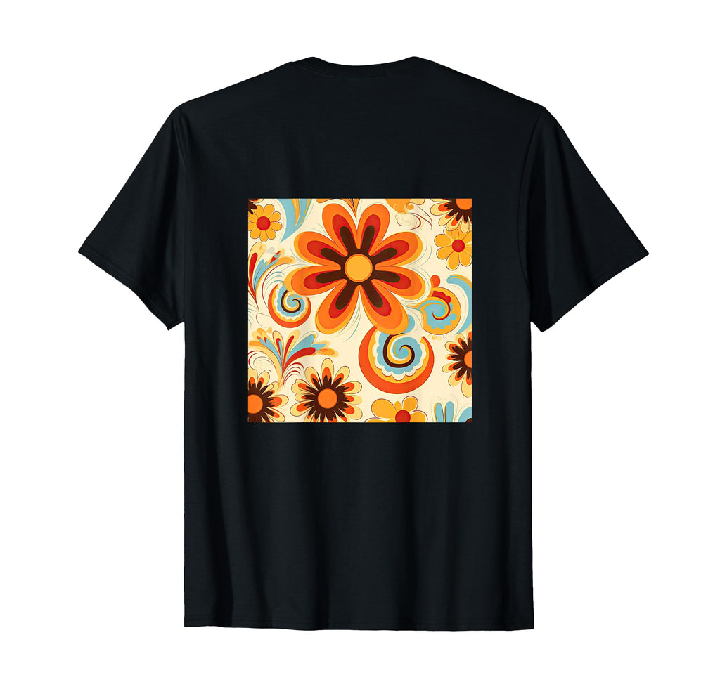 70S Wallpaper Flowers Floral Pattern T-Shirt - Novelty Apparel Unisex - T-Shirt, Sweatshirt, Hoodie